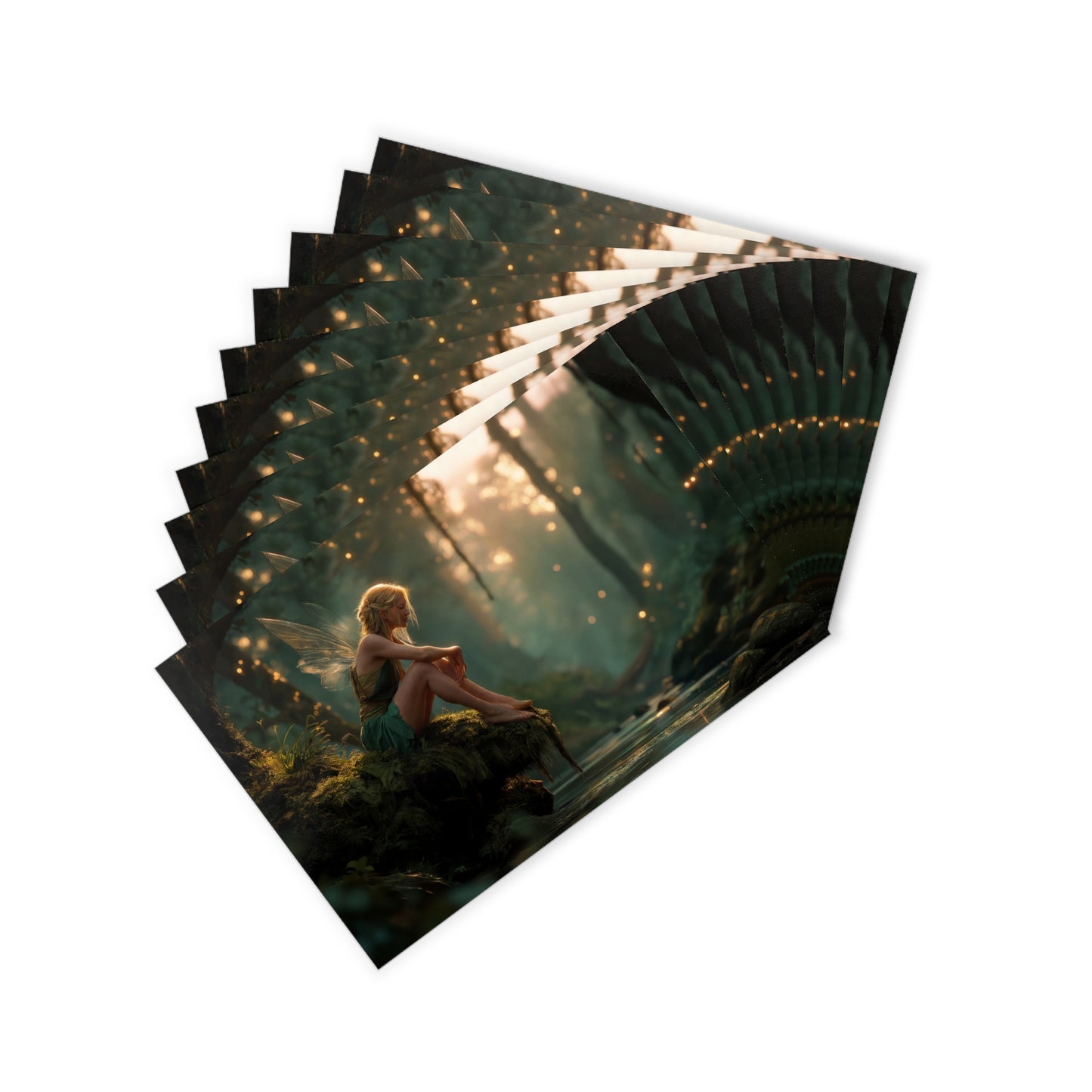 Forest Fairy Postcards (10pcs) – Mossy Cliff Twilight Scene
