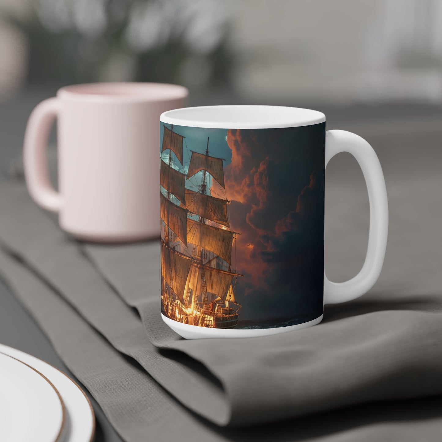 Starlit Galleon Ceramic Mugs (11oz\15oz\20oz) – Voyage Beneath the Celestial Canopy