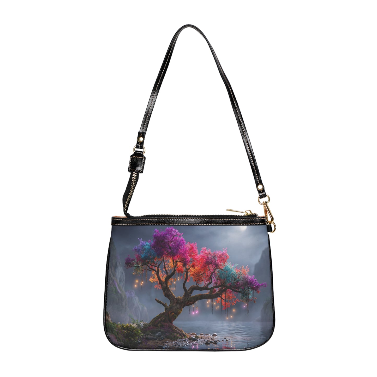 Chromatic Dream Tree Small Shoulder Bag – Moonlit Rainbow Canopy