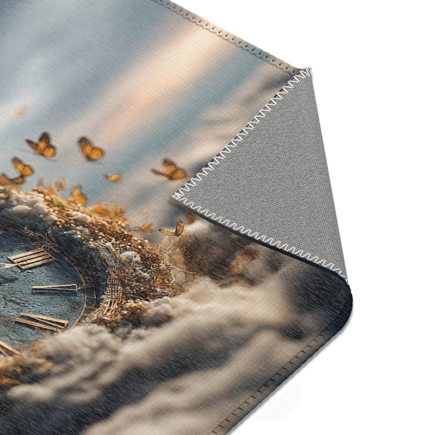 Butterfly Timekeeper Area Rug – Where Hours Bloom Among Wings