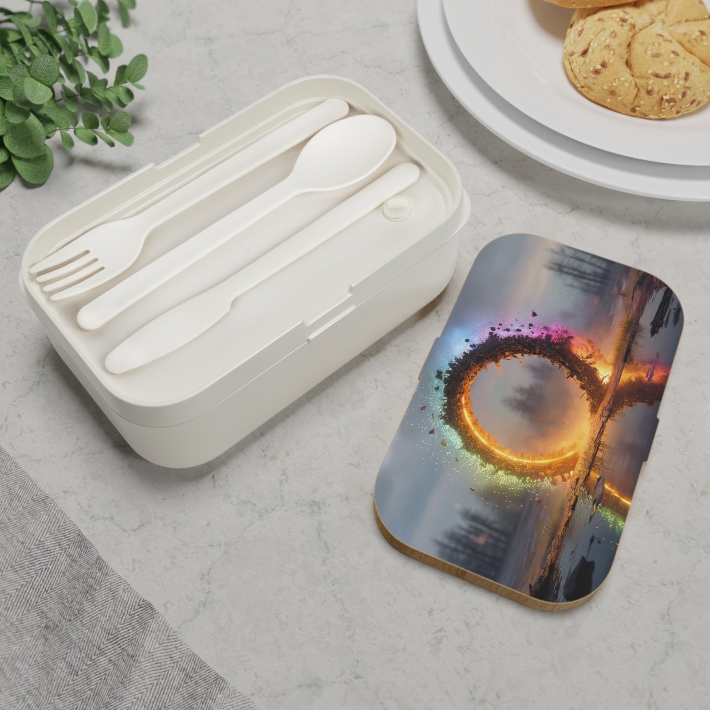 Celestial Vortex Bento Lunch Box – Indigo Cloud Dreamscape