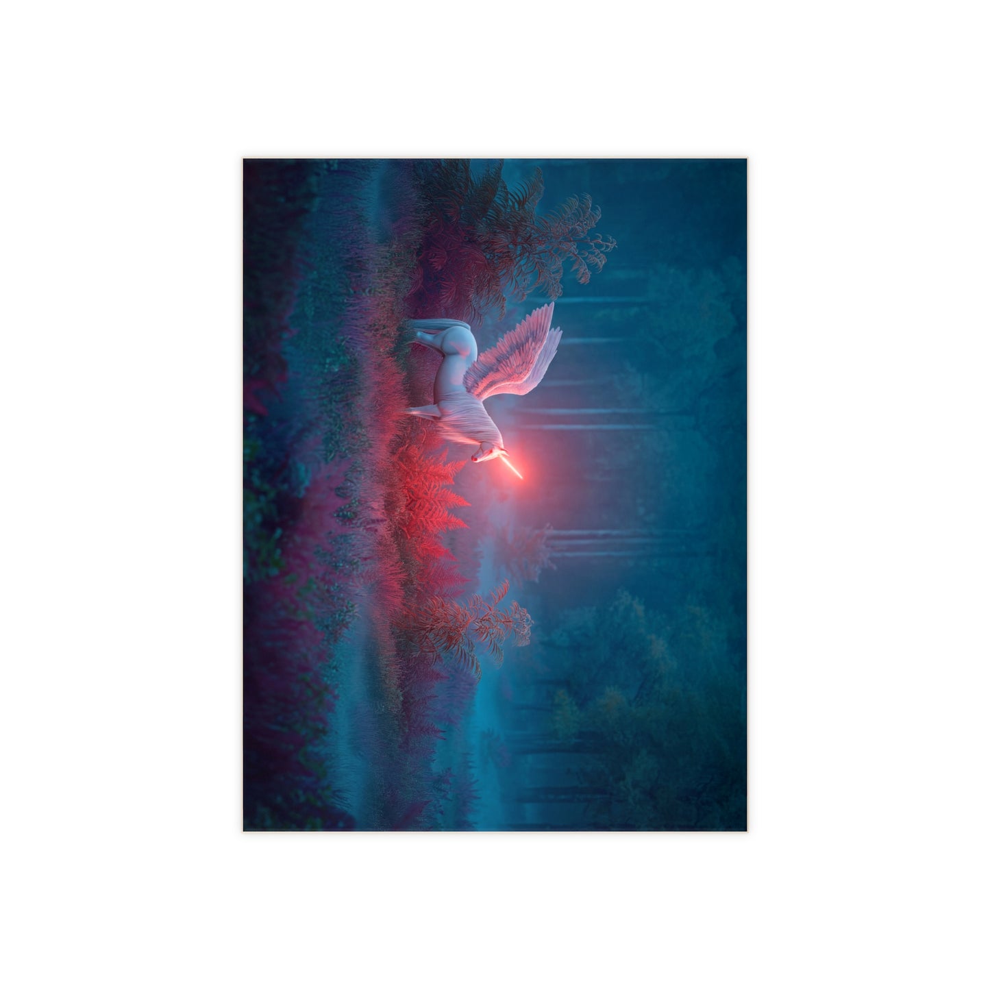 Winged Unicorn in Twilight Forest Ceramic Photo Tile – Radiant Horn Dreamscape