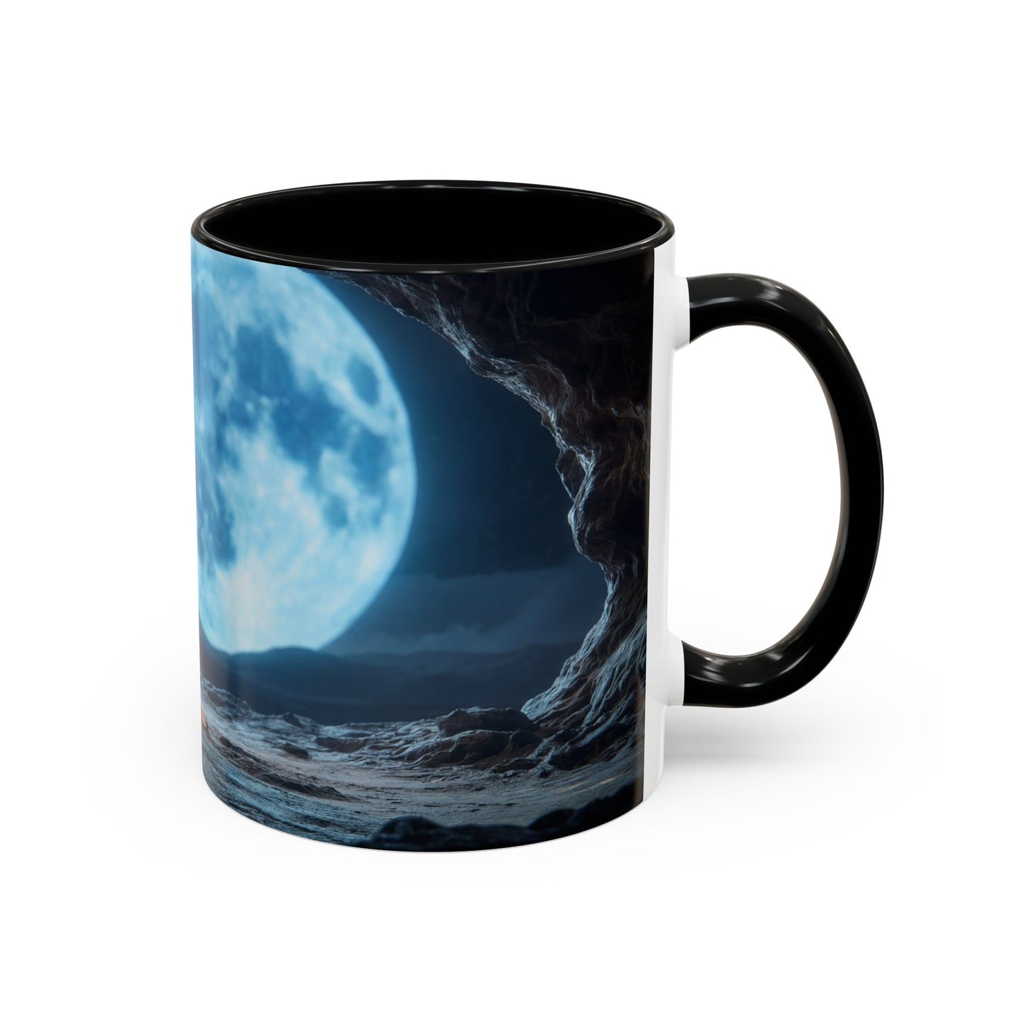 Moonlit Monk Meditation Mug – Serene Nightwatcher in Cave