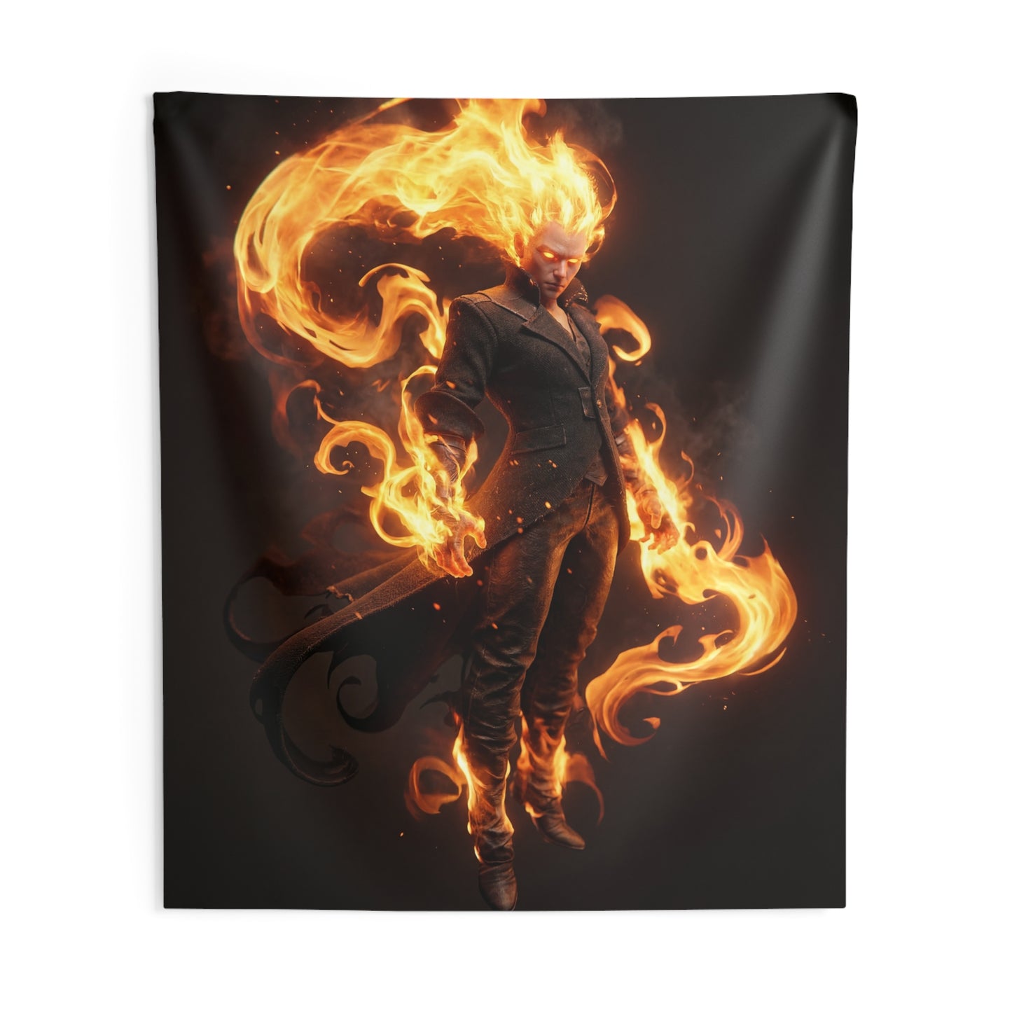 Flame-Wreathed Sentinel Indoor Wall Tapestries – Sovereign of the Infernal Glow