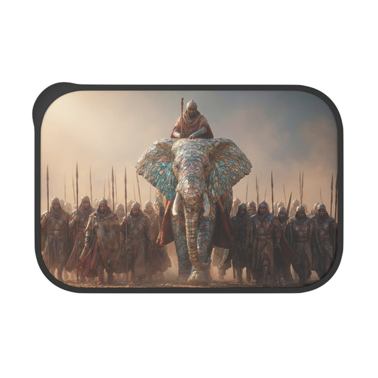 Mosaic Elephant Warlord PLA Bento Box with Band and Utensils – Sun-Dusted Regalia
