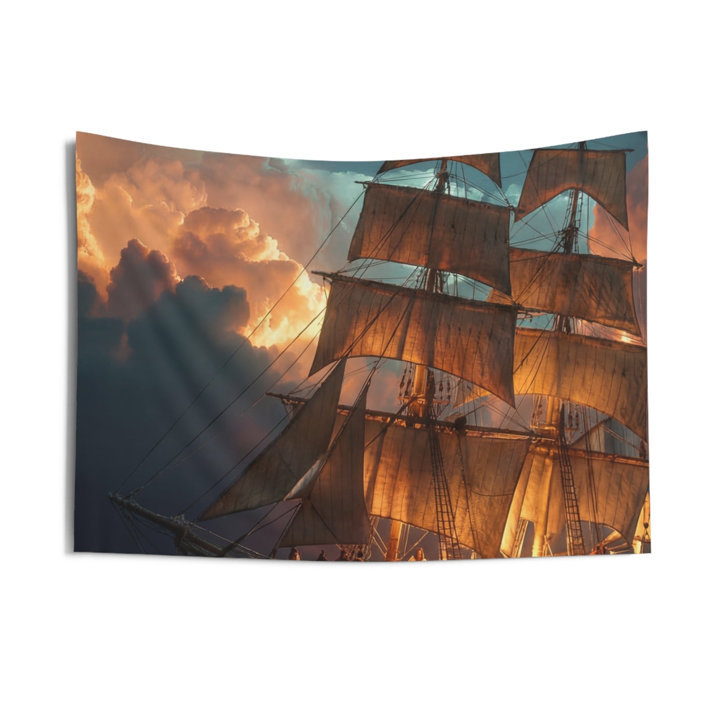 Starlit Galleon Indoor Wall Tapestries – Voyage Beneath the Celestial Canopy
