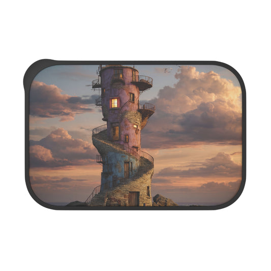 Twilight Lighthouse Tower PLA Bento Box with Band and Utensils – Keeper’s Quiet Watch