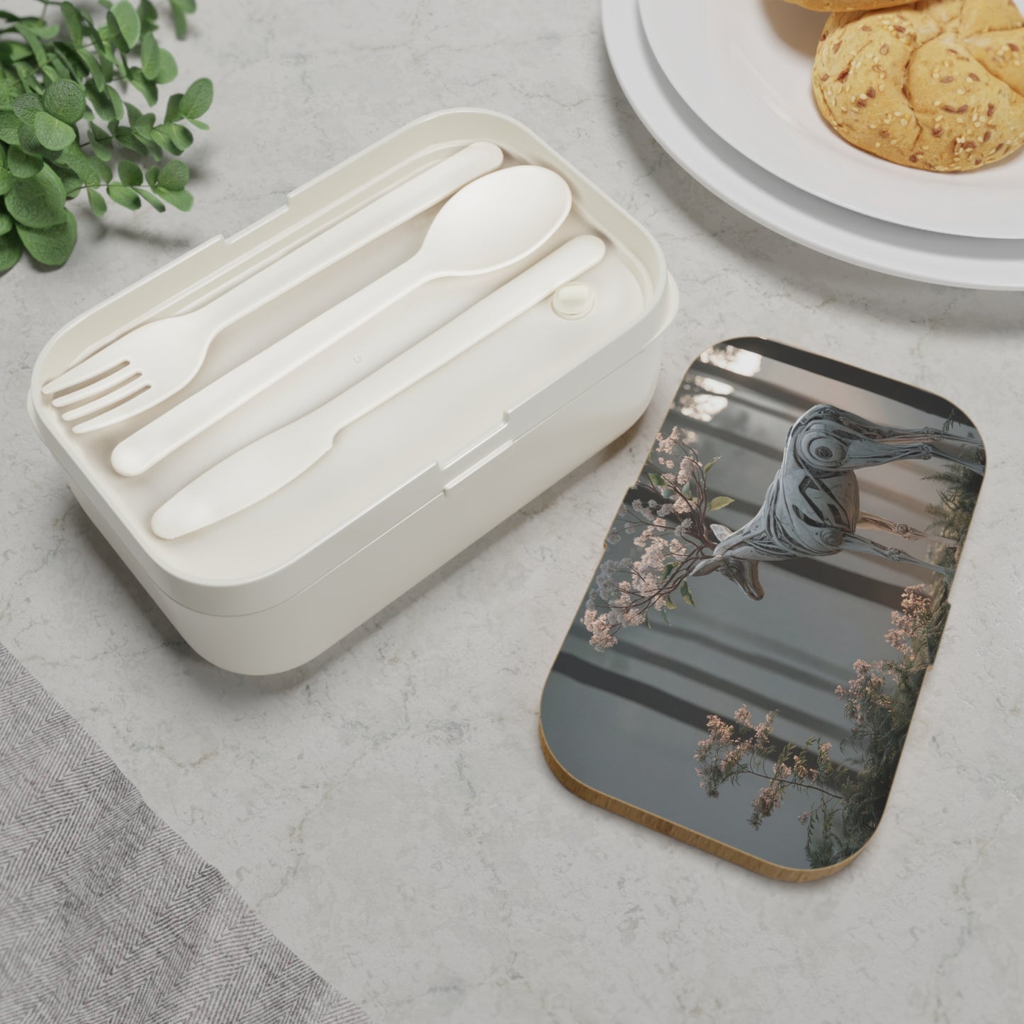 Mechanical Deer with Blossoming Antlers Bento Lunch Box – Whimsical Forest Guardian