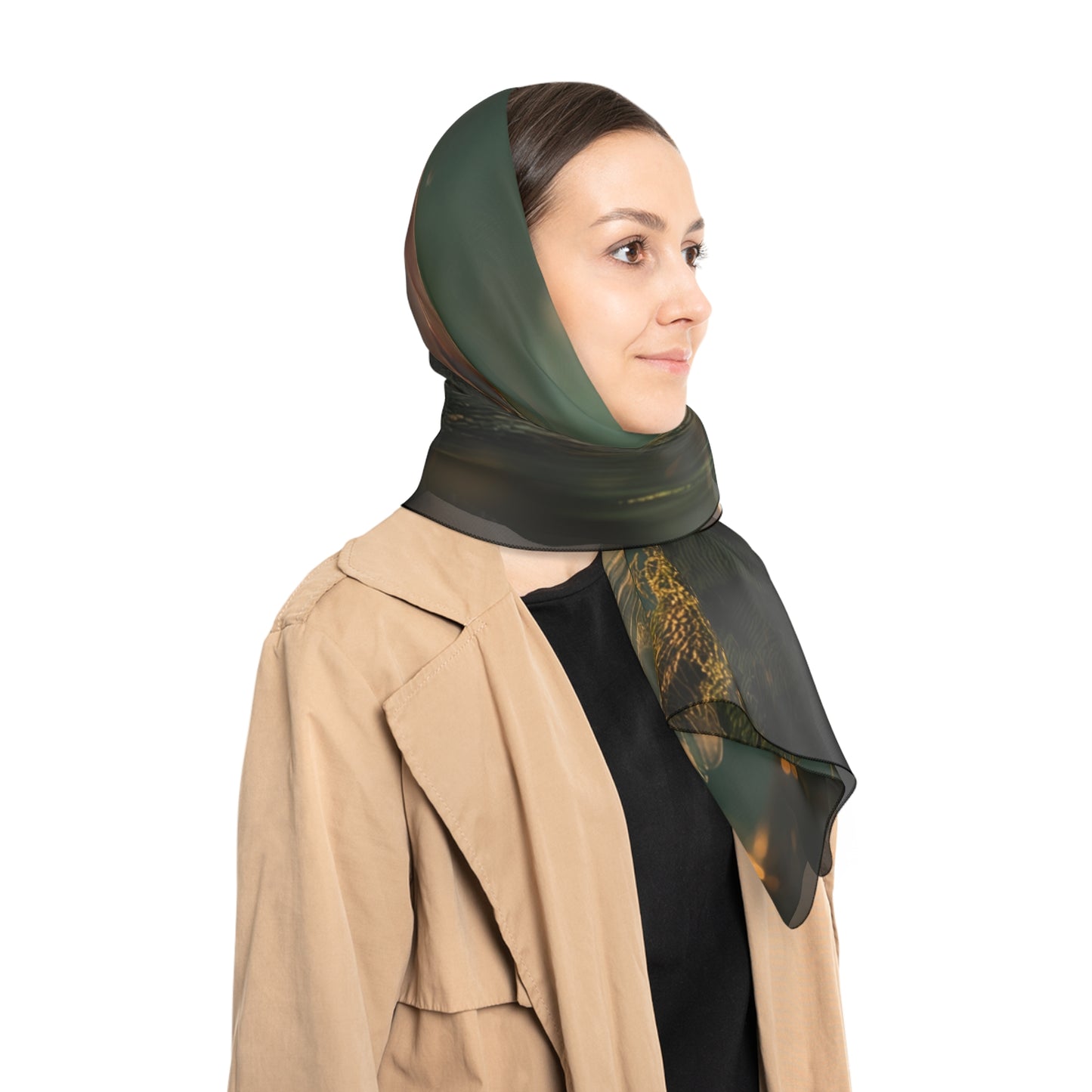 Whispering Woods Fairy Poly Scarf – Golden Hour Guardian