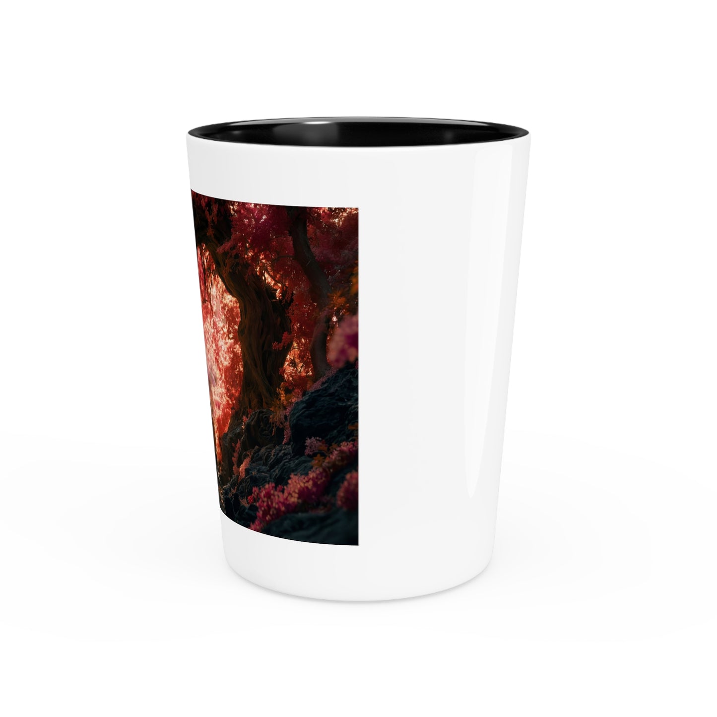 Twilight Grove Shot Glass – Heart-Shaped Canopy Romance Scene