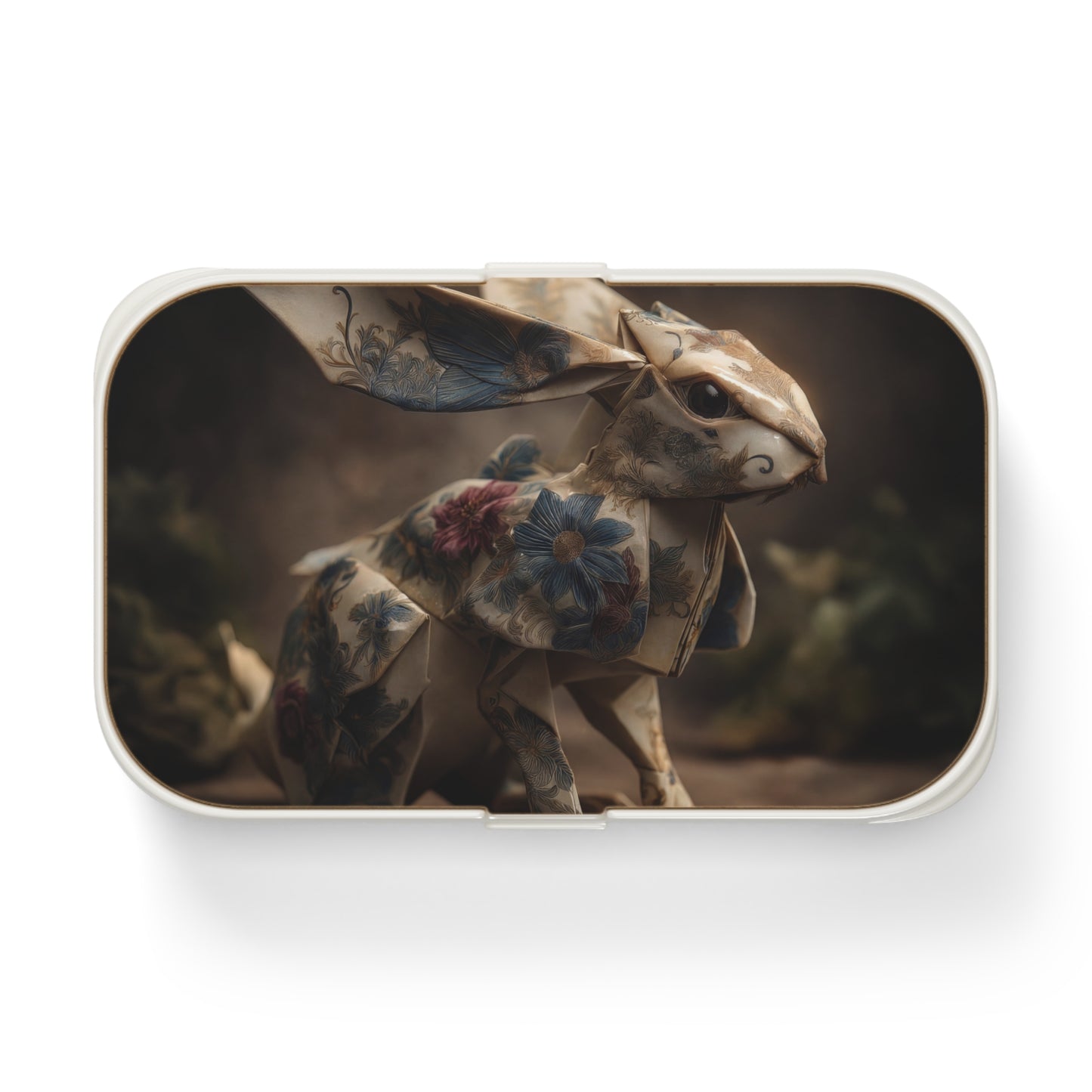 Origami Rabbit with Floral Pattern Bento Lunch Box – Paperfold Guardian of the Garden