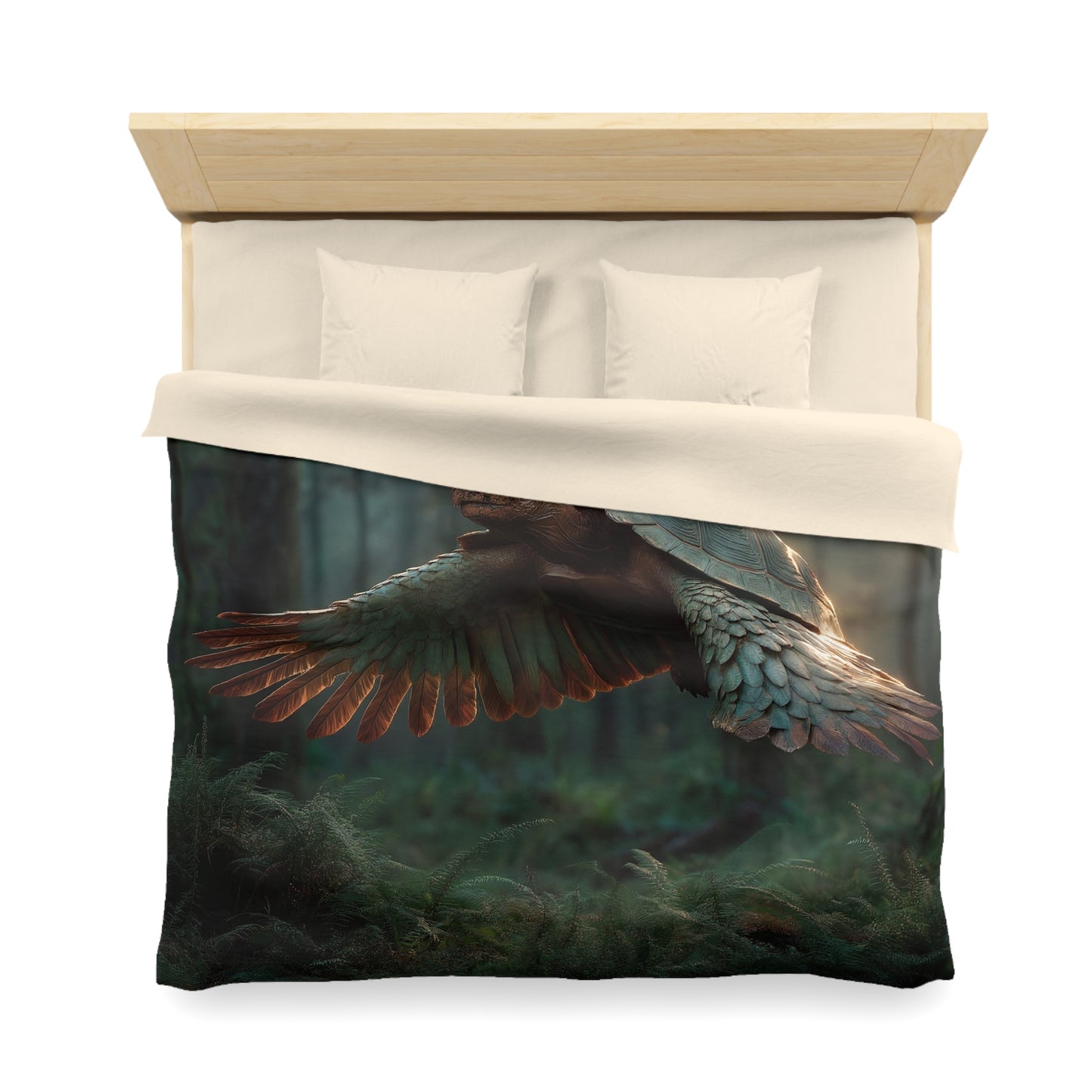Winged Tortoise Duvet Cover – Forest Dawn Sentinel