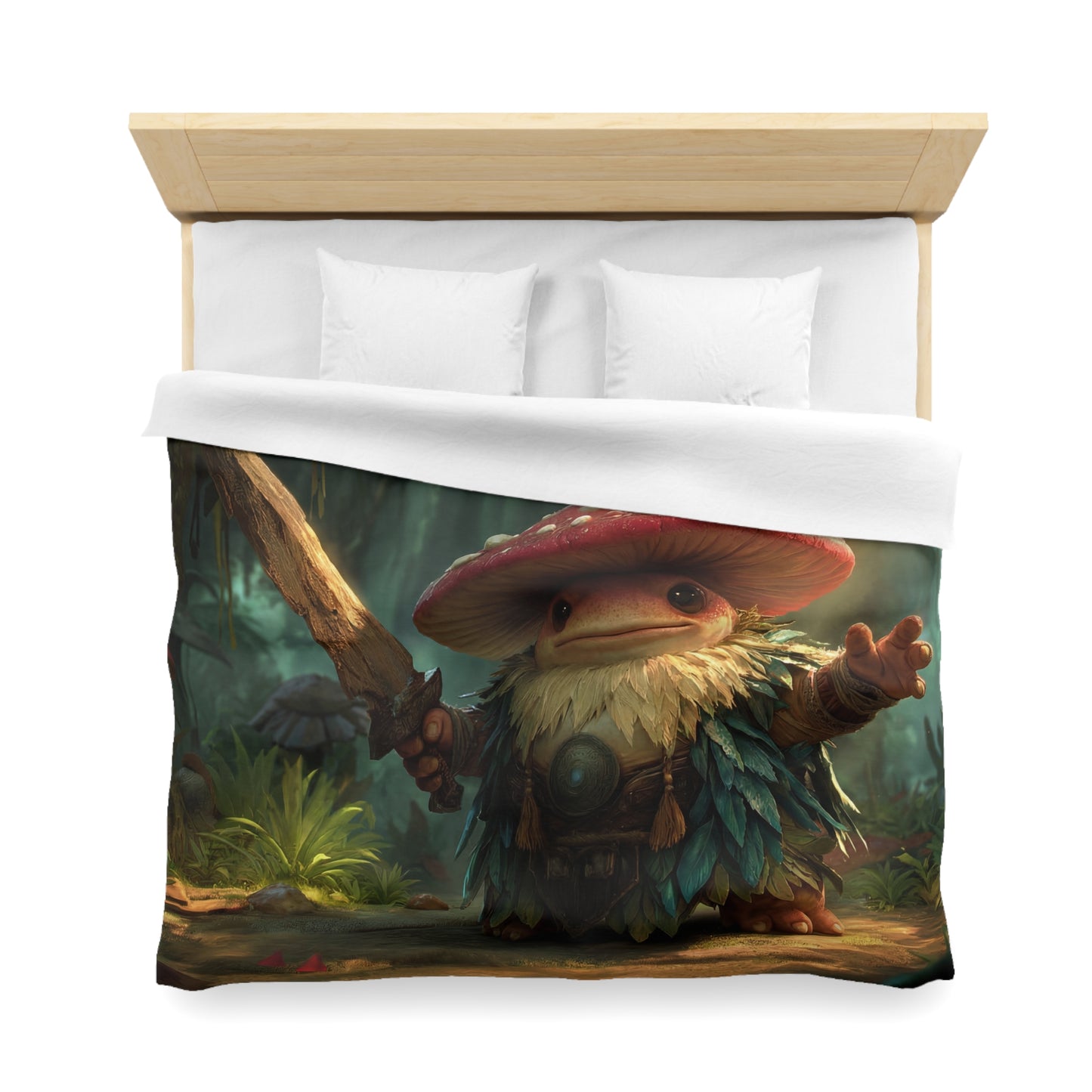 Mushroom Knight Duvet Cover – Mossy Jungle Guardian Bedding