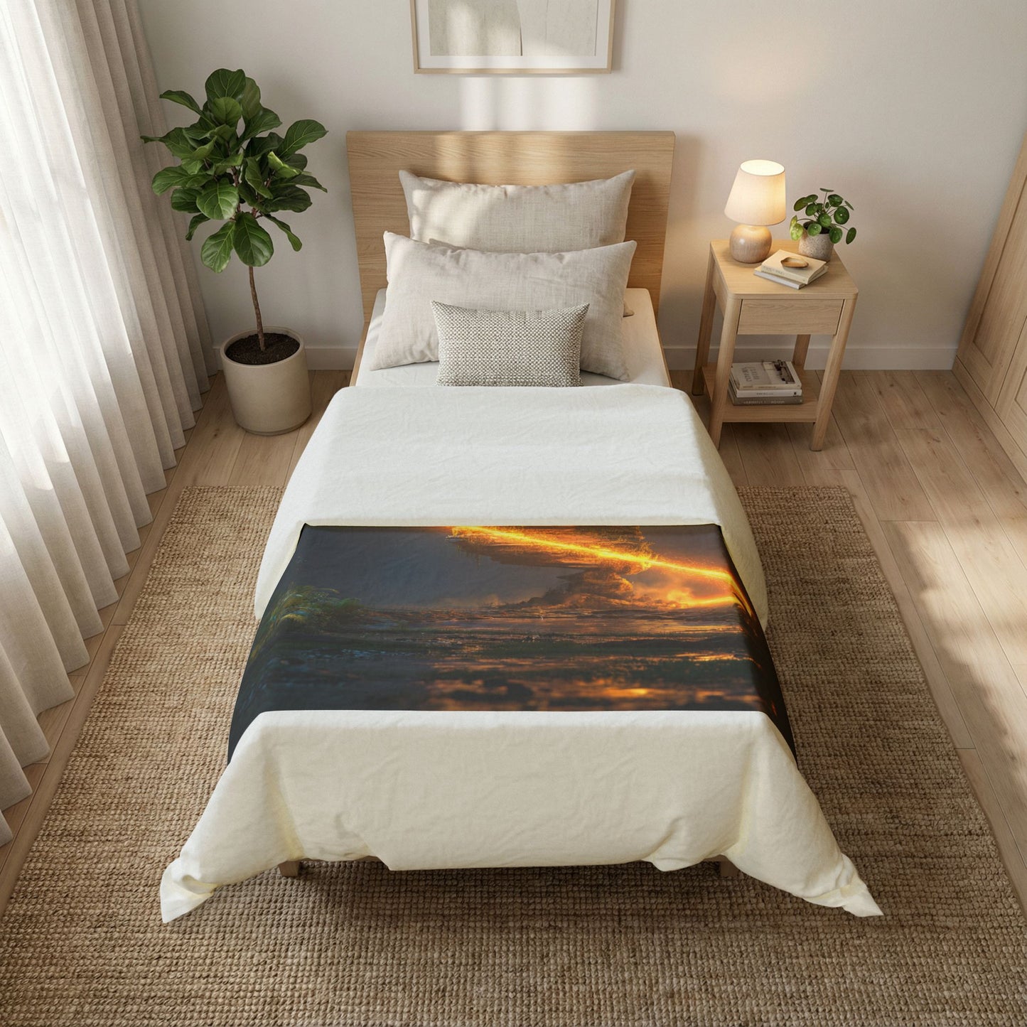 Floating Island Treehouse Duvet Cover – Golden Twilight Sanctuary