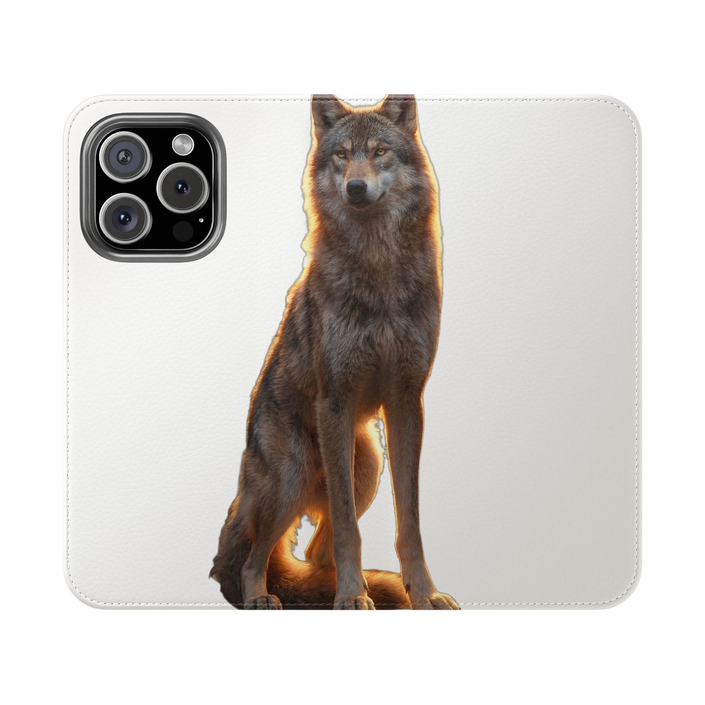 Sunlit Wolf Flip Cases – Golden Hour Sentinel Portrait