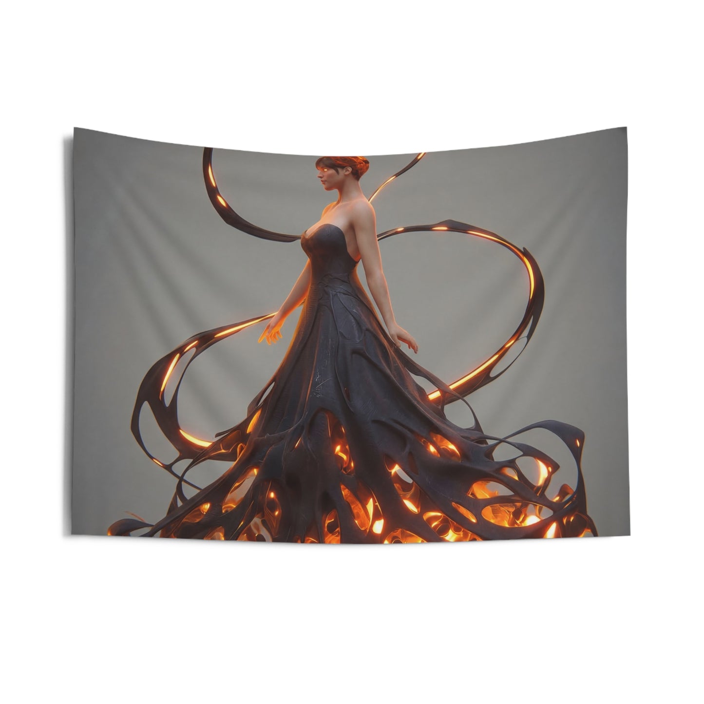 Luminescent Veil Woman Indoor Wall Tapestries – Floating Aura Dreamscape