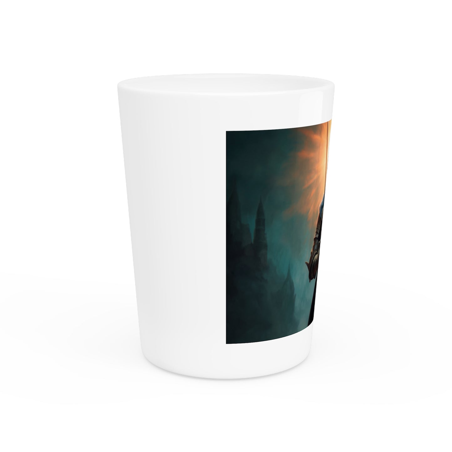 Dawn-Emblazoned Sentinel Shot Glass – Armor of the Rising Sun