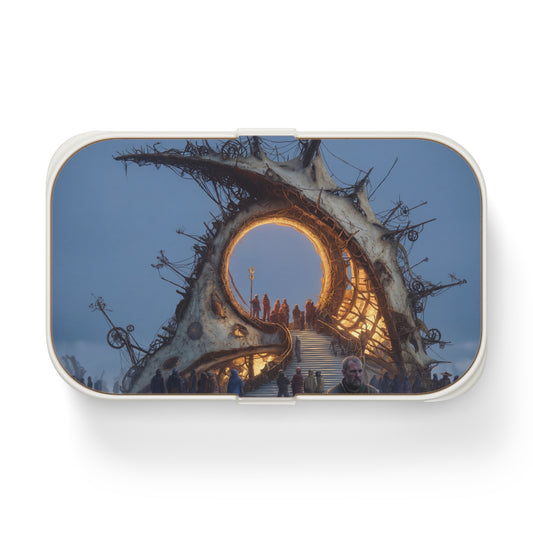 Celestial Threshold Bento Lunch Box – Woven Light Portal in Frost