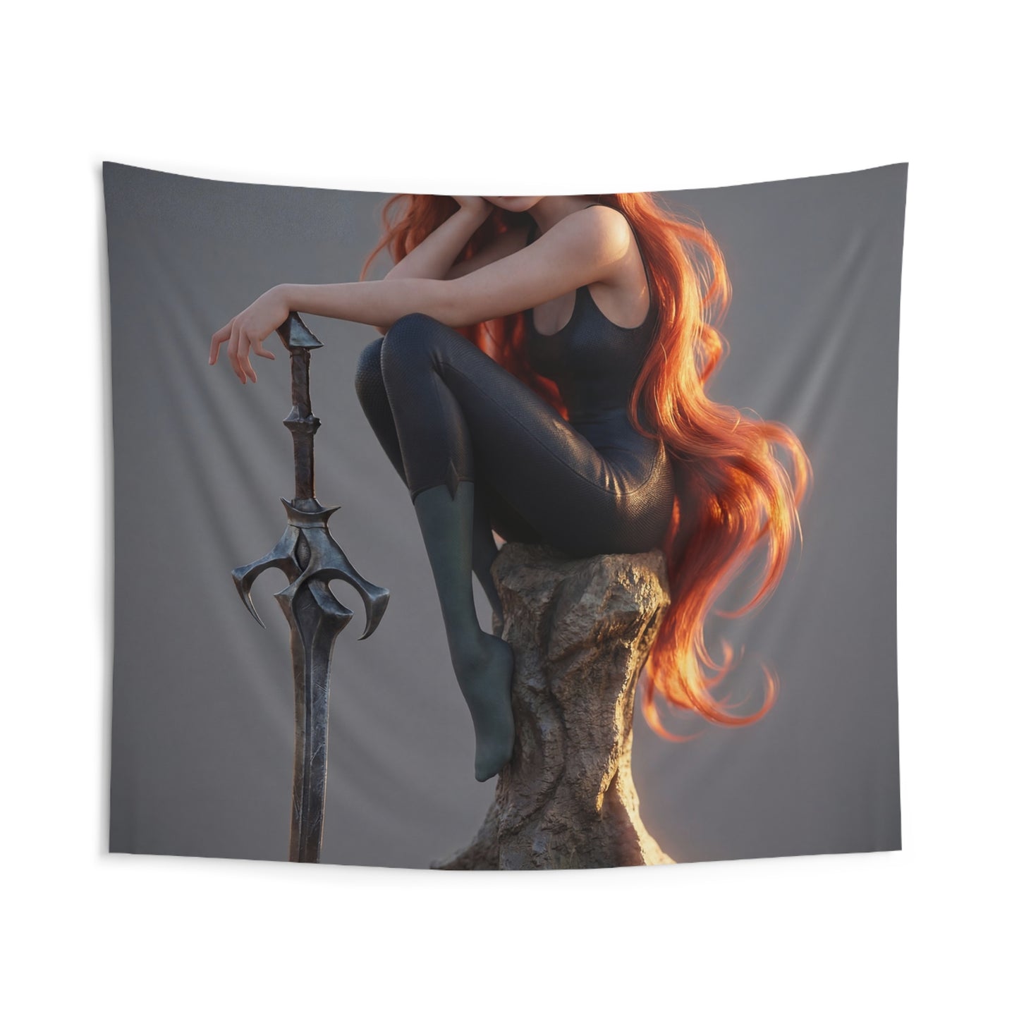 Crimson Sentinel Indoor Wall Tapestries – Sunset Vigil on the Stone