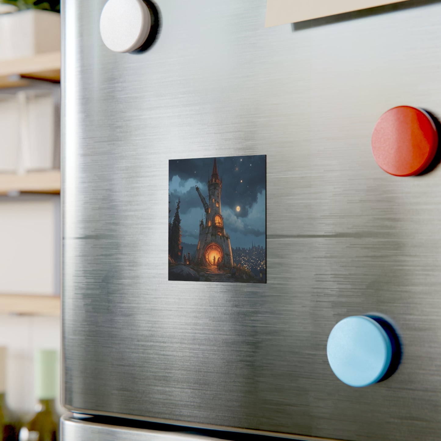 Moonlit Observatory Tower Magnet – Whispers of the Starry Sky