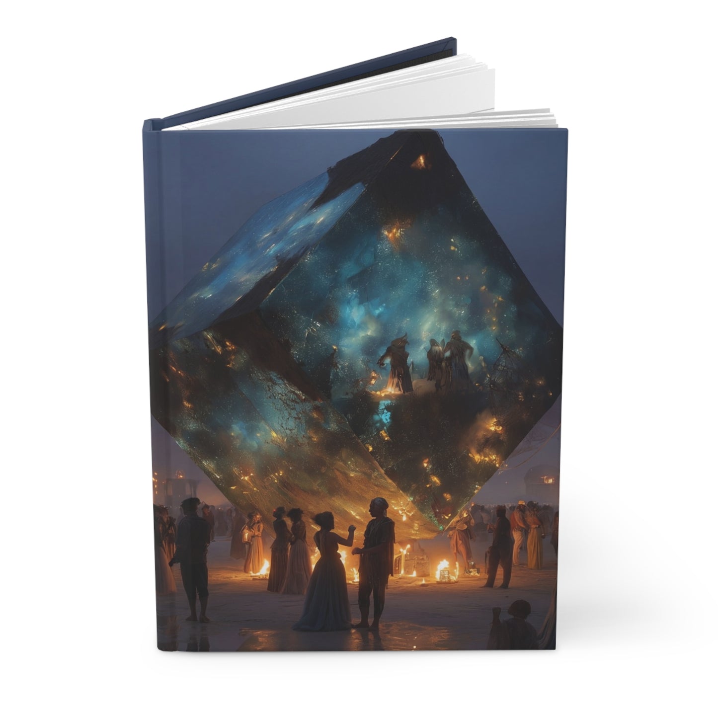 Celestial Cube Journal Matte – Night Sky Within a Burning Shrine