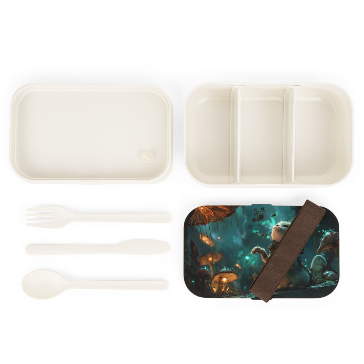 Whispering Forest Kitten Bento Lunch Box – Tiny Guardian of Bioluminescent Glows