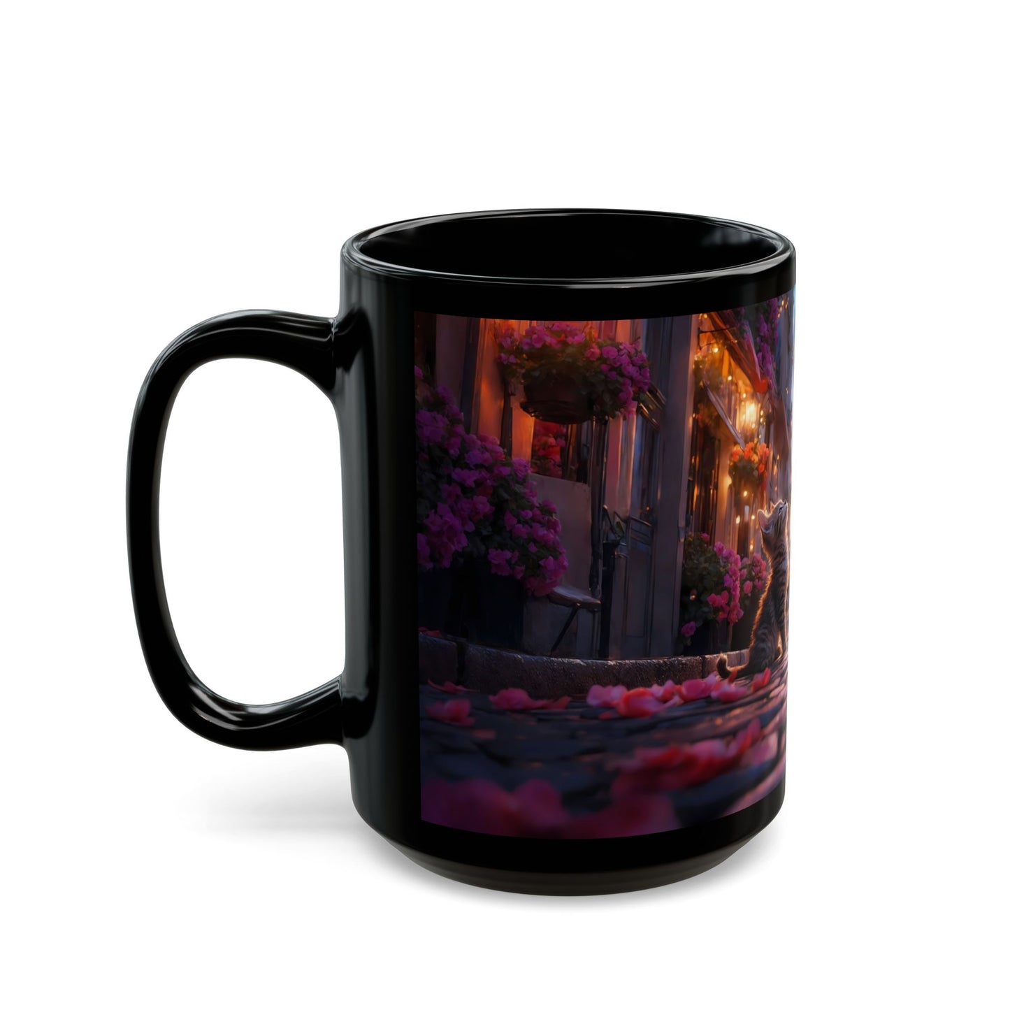 Parisian Cat Street Mug – Sunset Eiffel Tower Whisker-Wish