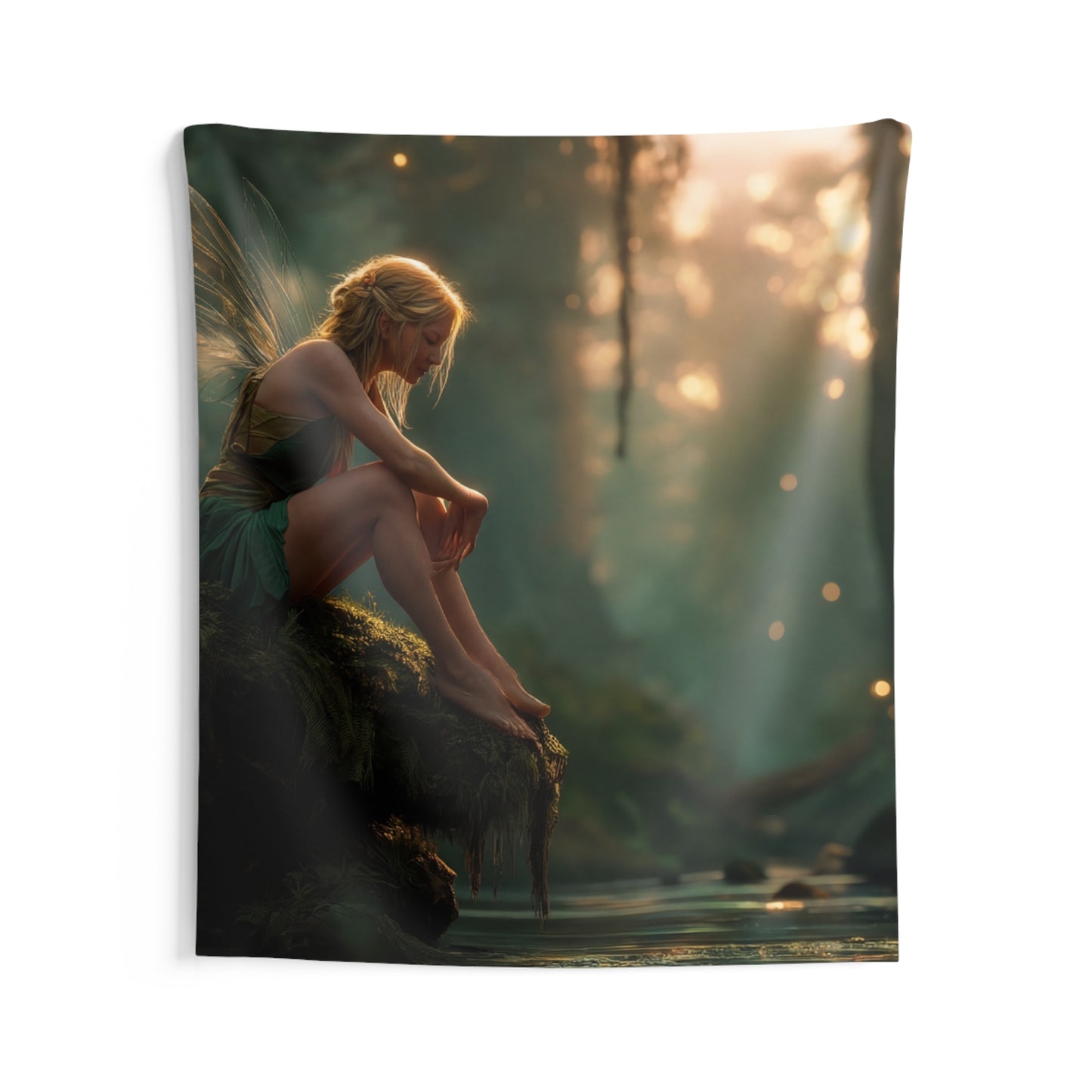 Sunlit Forest Fairy Indoor Wall Tapestries – Golden Hour Sanctuary