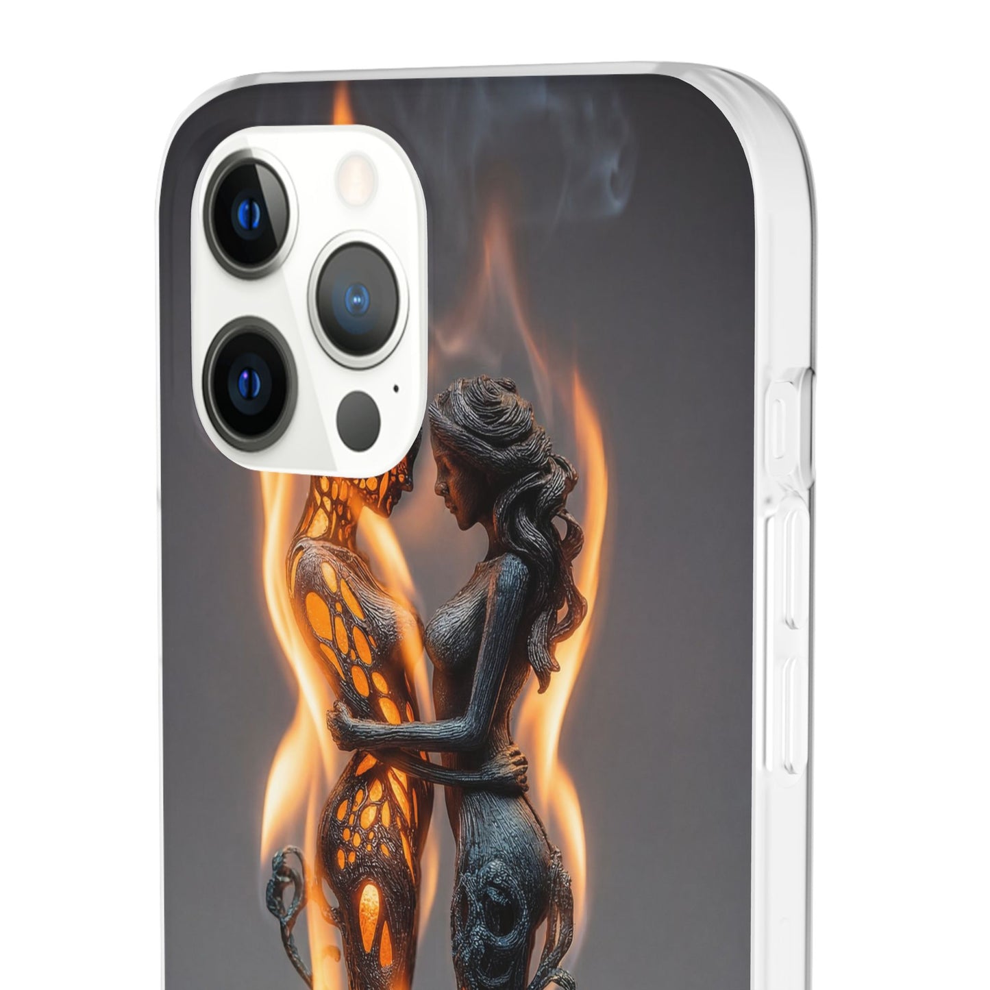 Flame-Embraced Lovers Flexi Cases – Intimate Glow Within the Fire