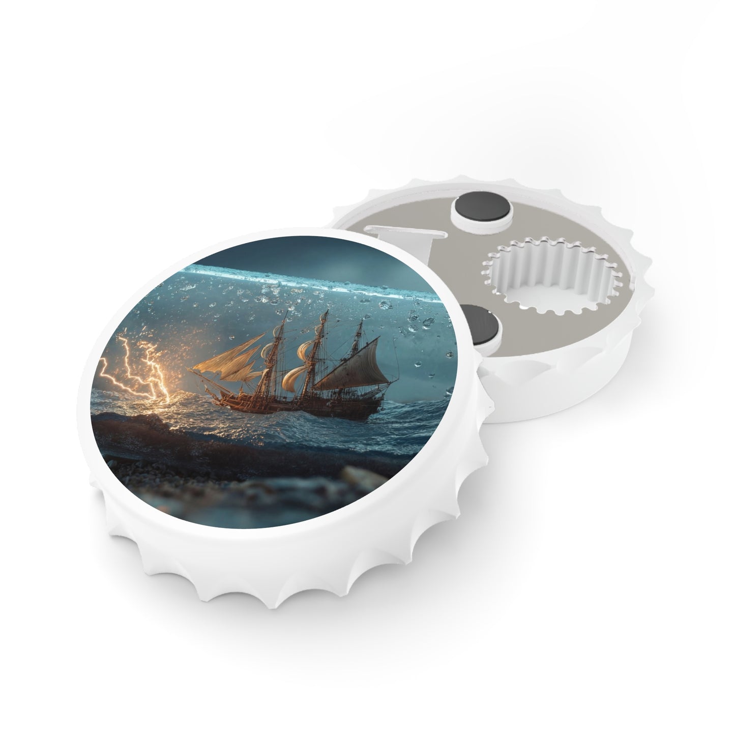 Storm-Sail Ship Bottle Opener – Sea Glass Prison of Lightning