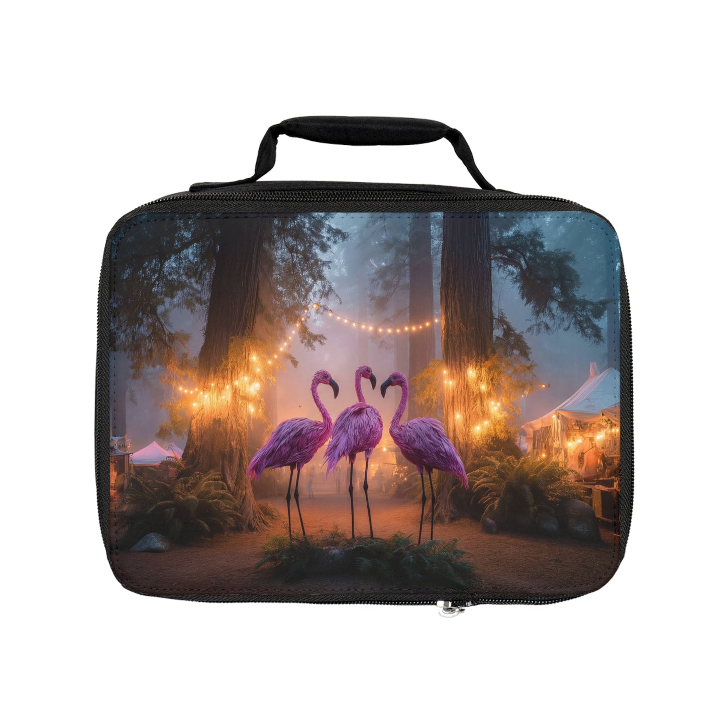 Pink Flamingo Forest Festival Lunch Bag – Whimsical Twilight Gathering