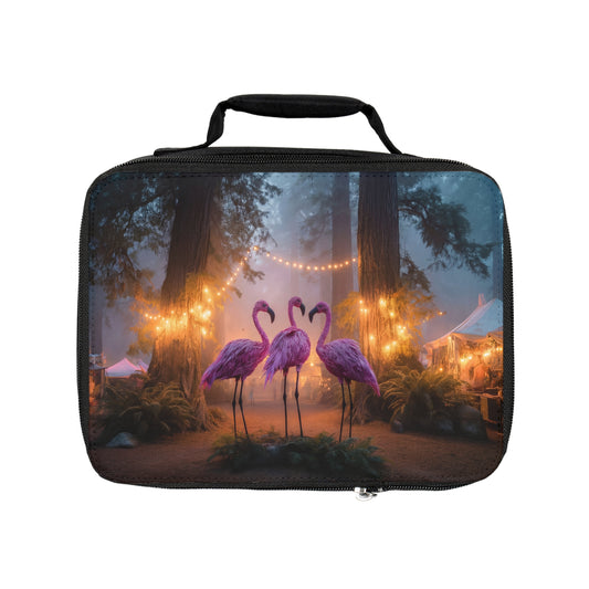 Pink Flamingo Forest Festival Lunch Bag – Whimsical Twilight Gathering