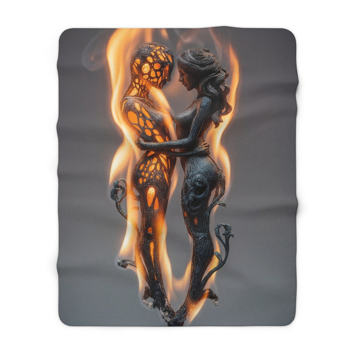 Flamebound Lovers Sherpa Fleece Blanket – Embers of Intertwined Souls