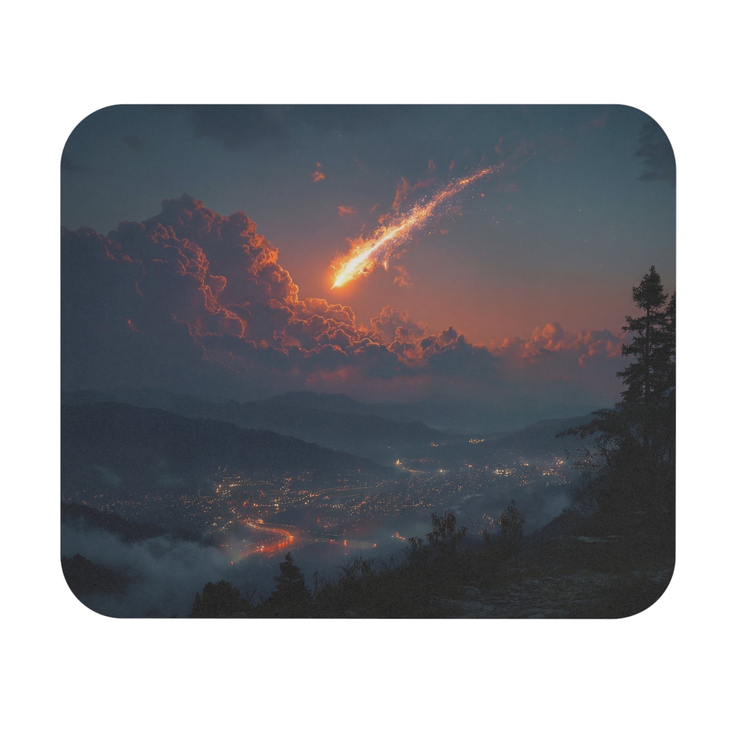 Celestial Firefall Mouse Pad (Rectangle) – Twilight’s Last Glowing Comet