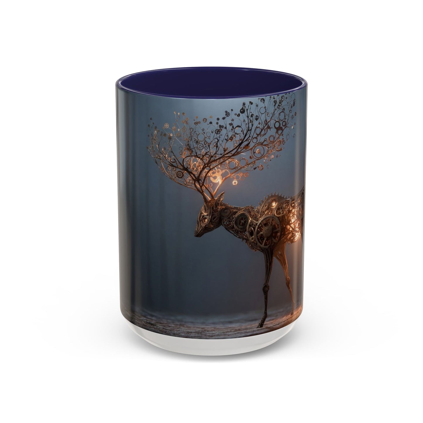 Clockwork Stag Accent Coffee Mug (11, 15oz) – Luminescent Forest Mechanism