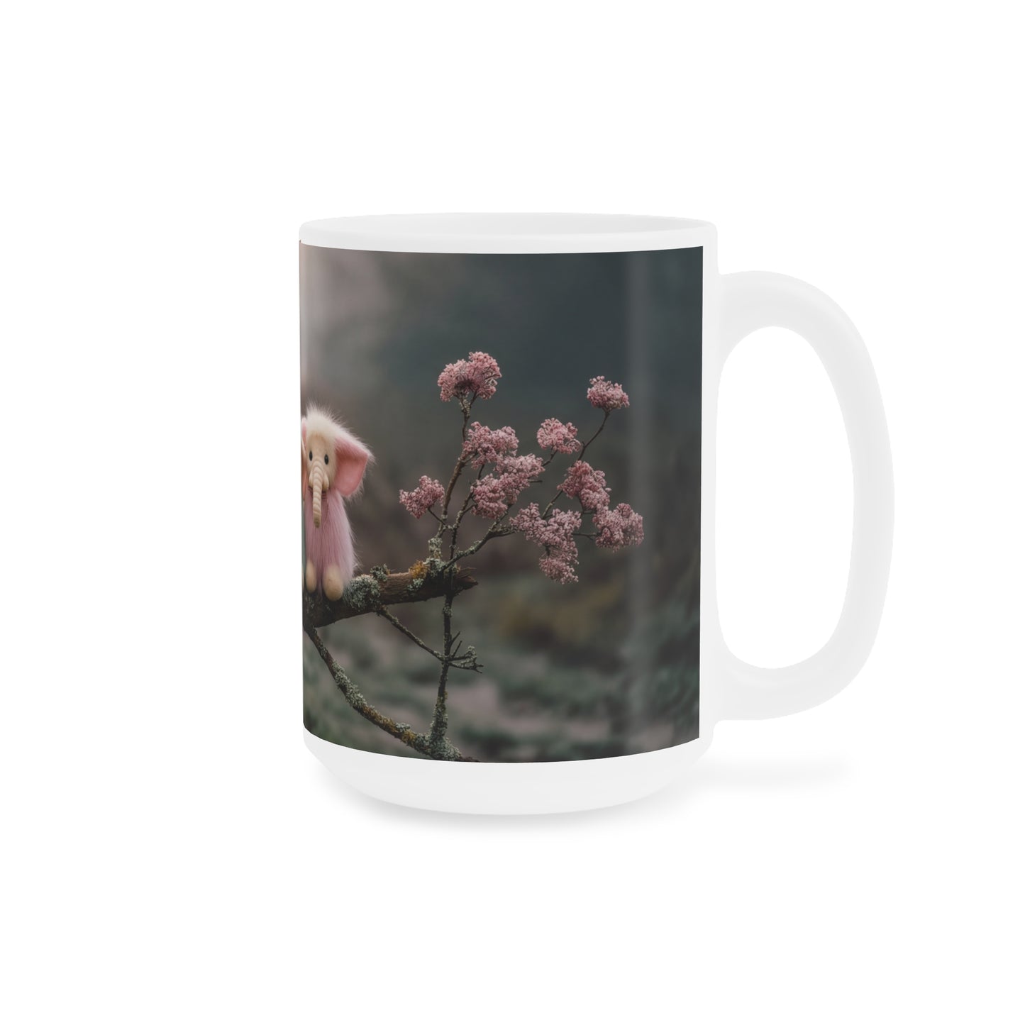 Three Furred Elephants Ceramic Mugs (11oz\15oz\20oz) – Dawn’s Whisper on Mossy Branch