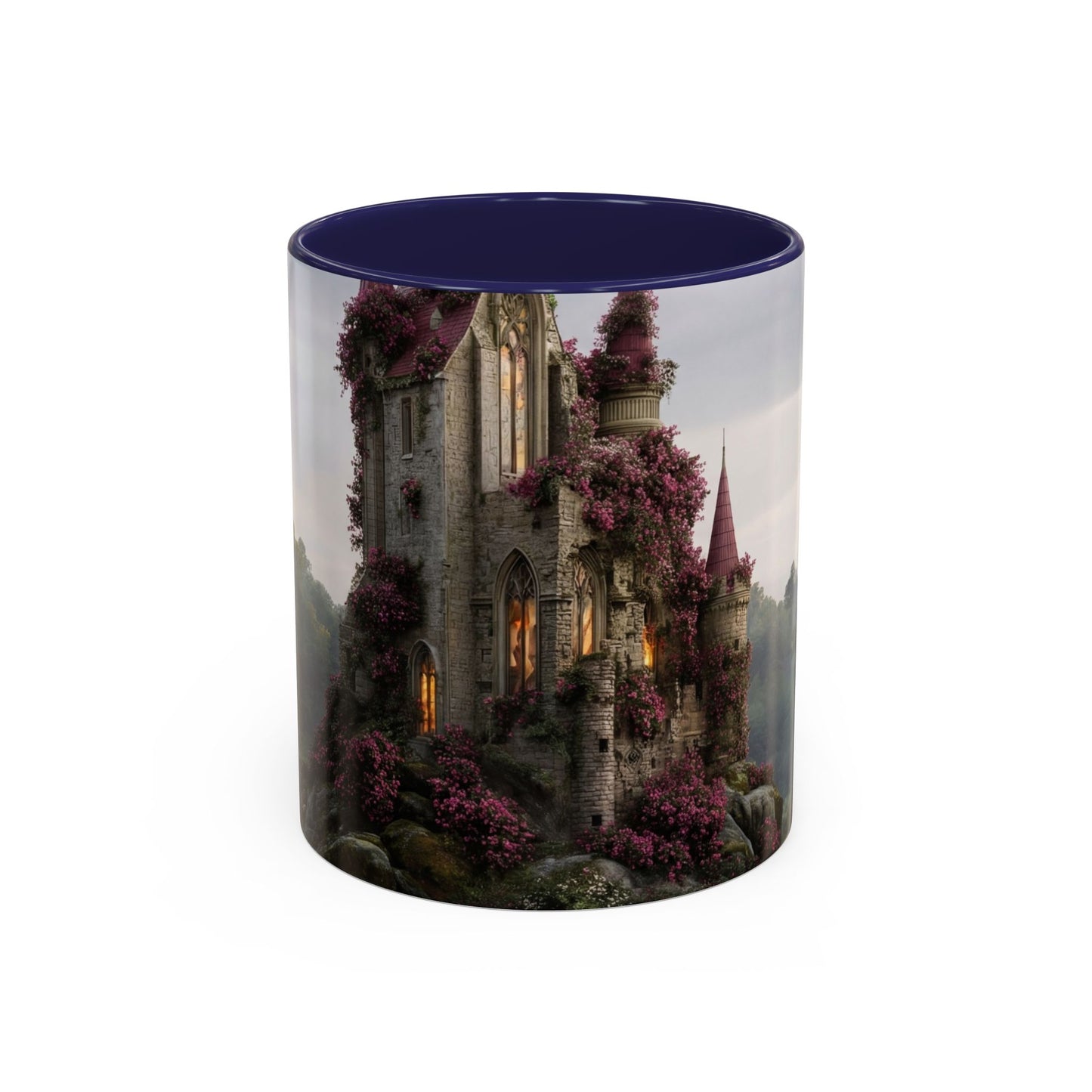 Rose-Clad Castle Accent Coffee Mug (11, 15oz) – Whispers of Twilight Blooms