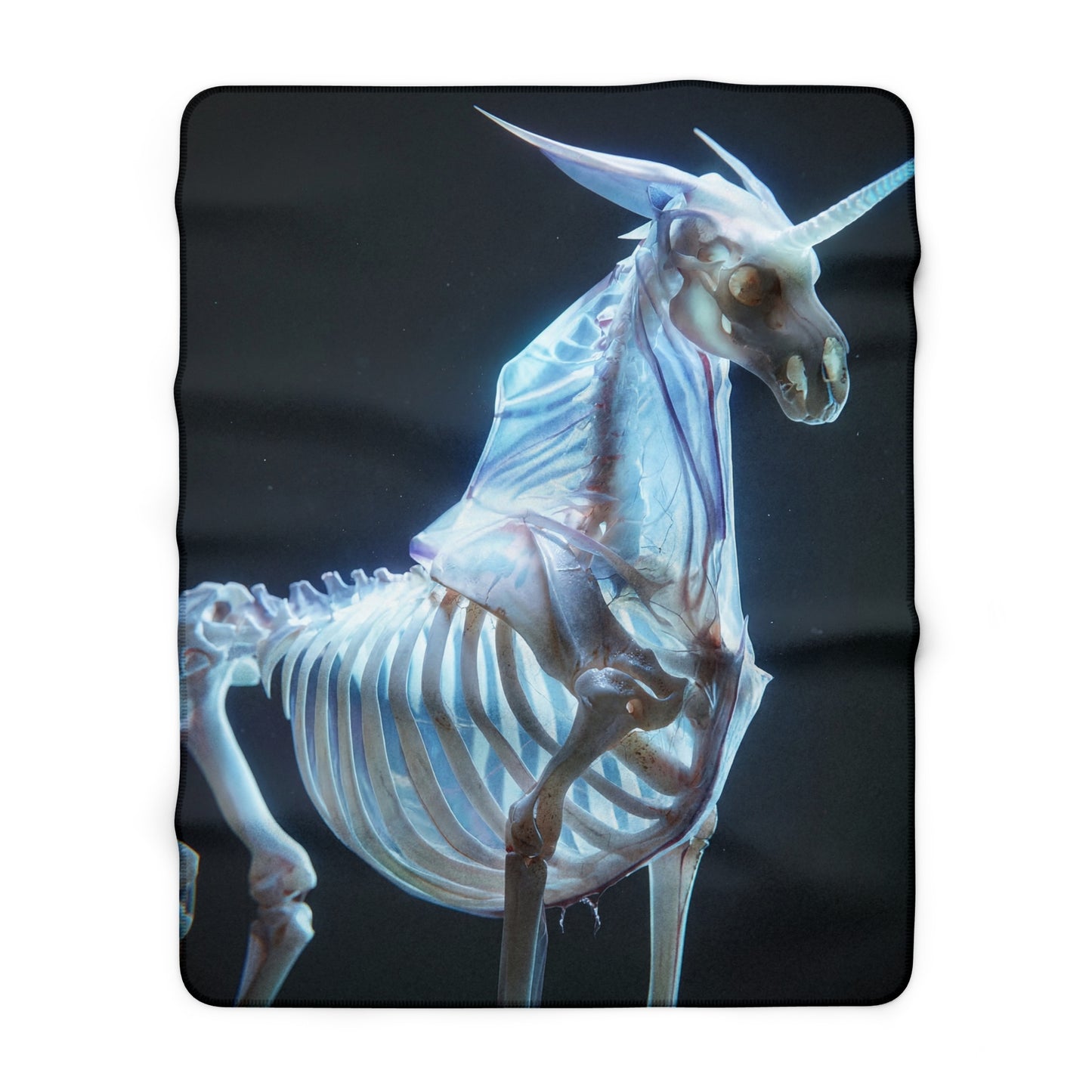 Luminescent Unicorn Skeleton Sherpa Fleece Blanket – Ghostly Glow in the Dark