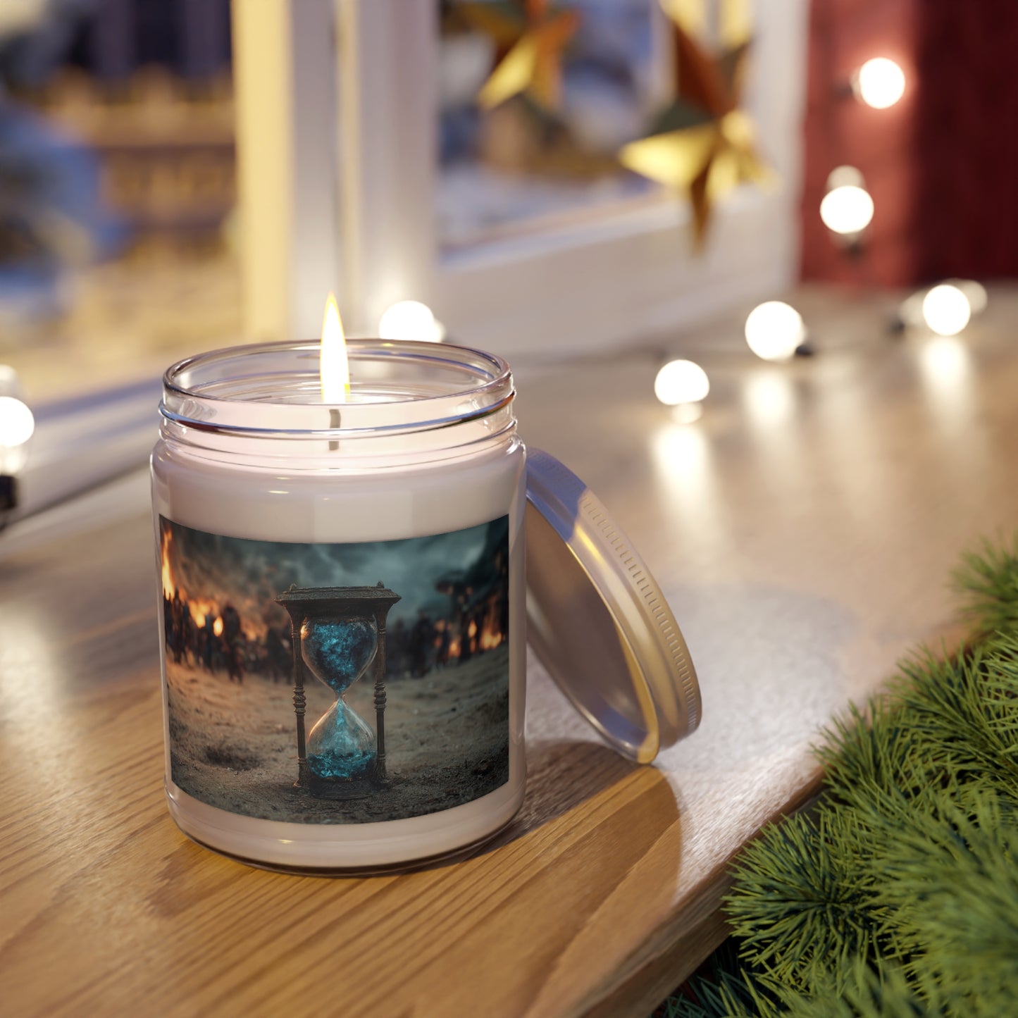 Hourglass of Twilight Scented Soy Candles with White Lid, 9oz – Blue Sands of a Fading Battle