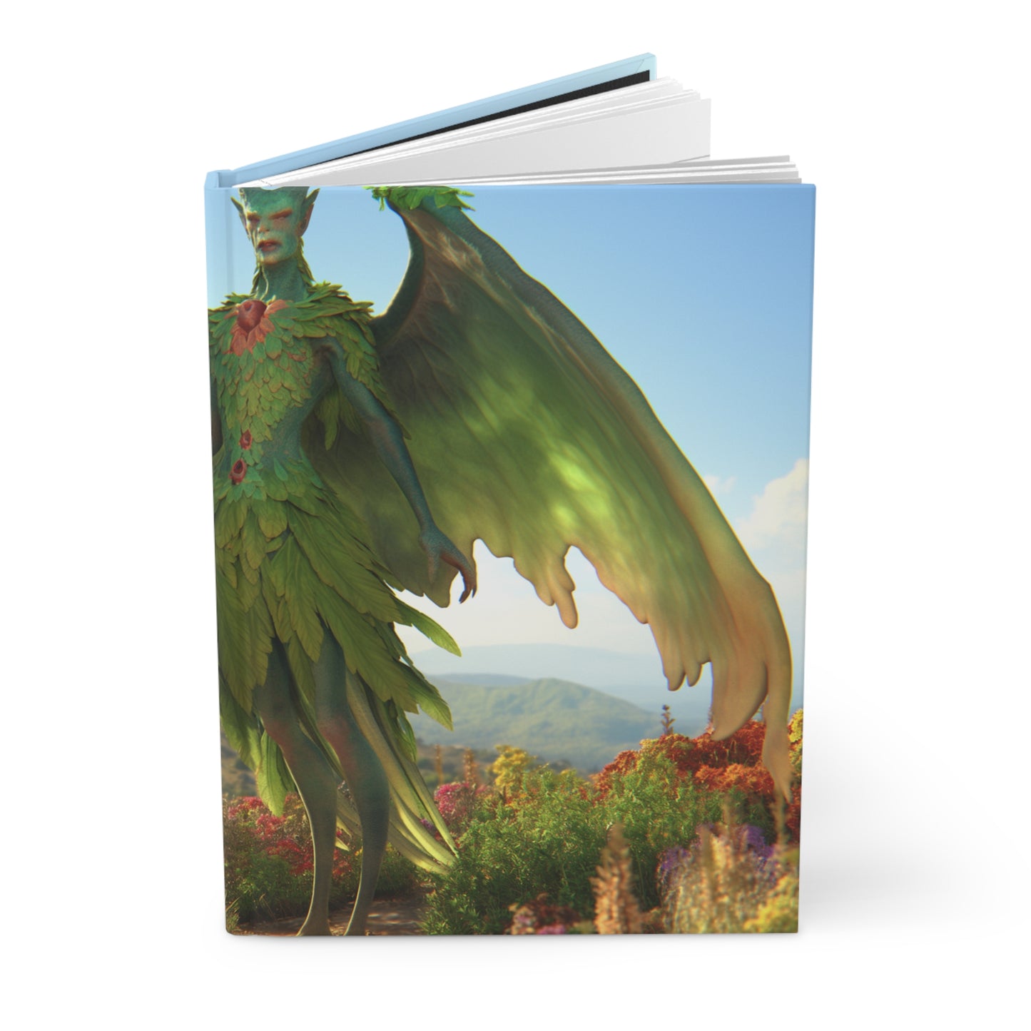 Verdant Guardian Hardcover Journal Matte – Standing Amidst Wildflower Peaks