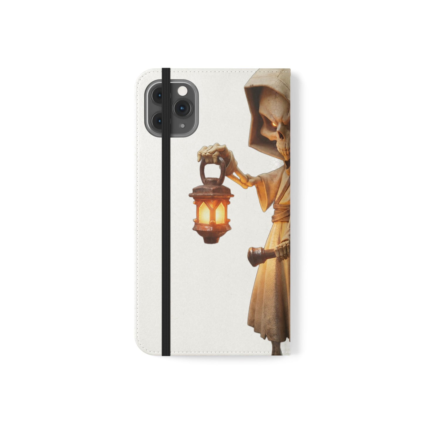 Lantern-Bearing Sentinel Flip Cases – Hooded Guardian with Scythe and Warm Glow