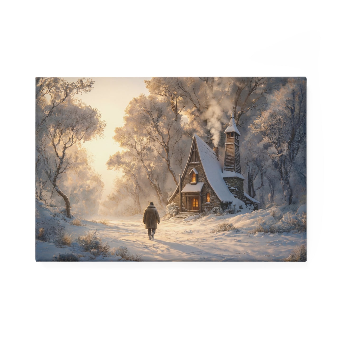 Winter Solstice Cottage Magnet – Warm Hearth Path Through Frosty Woods