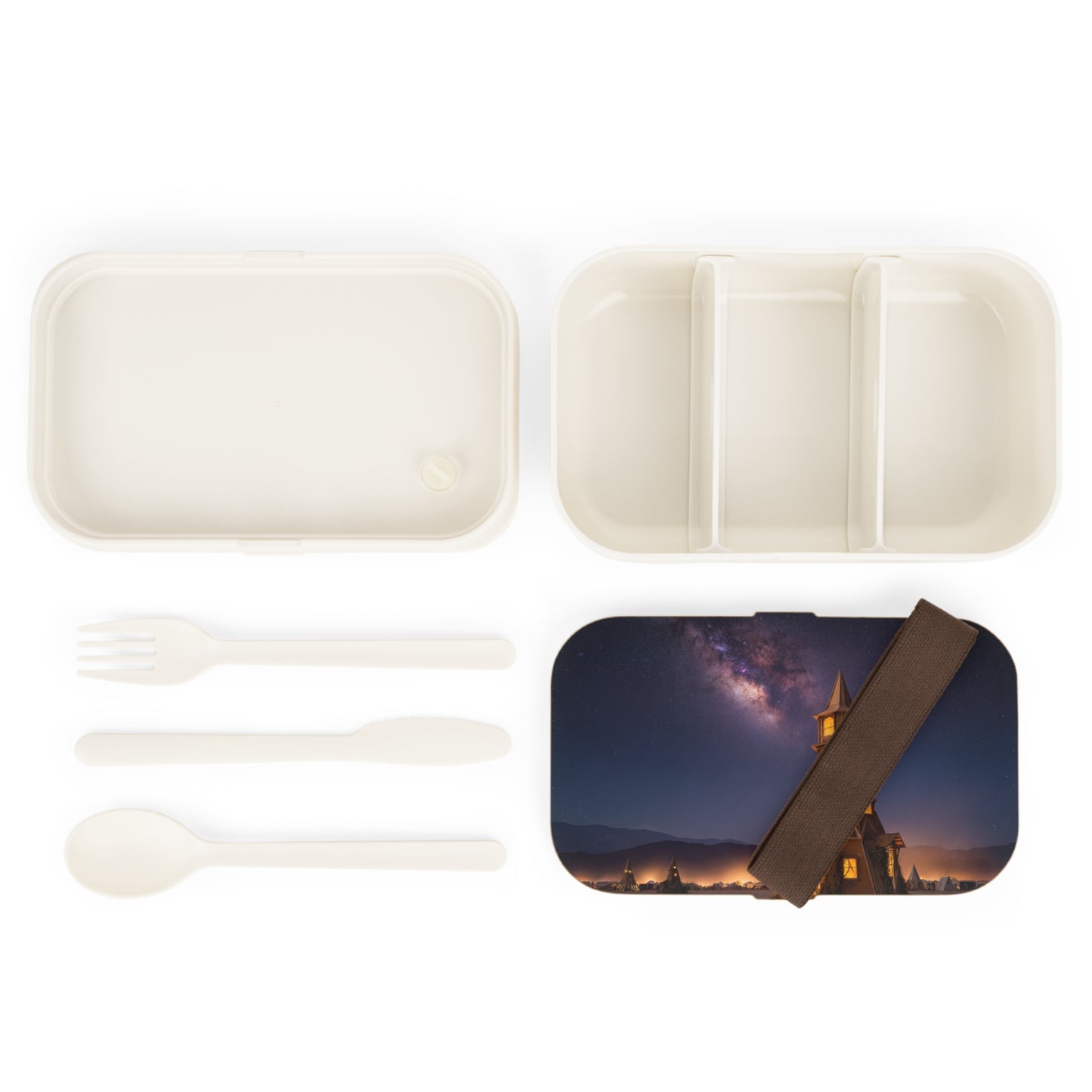 Celestial Clocktower Bento Lunch Box – Warm Light Under the Milky Way