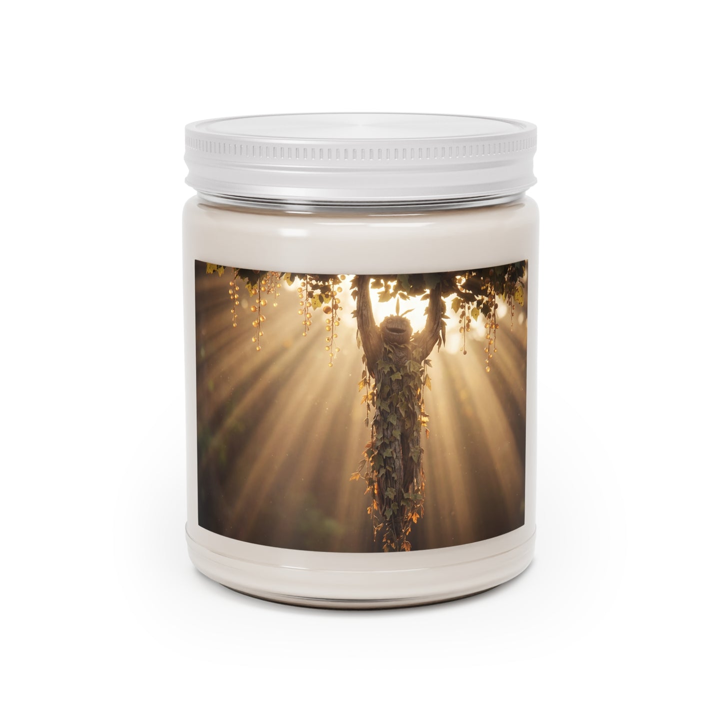 Sunbeam Guardian Tree Spirit Scented Soy Candles with White Lid, 9oz – Golden Hour Embrace
