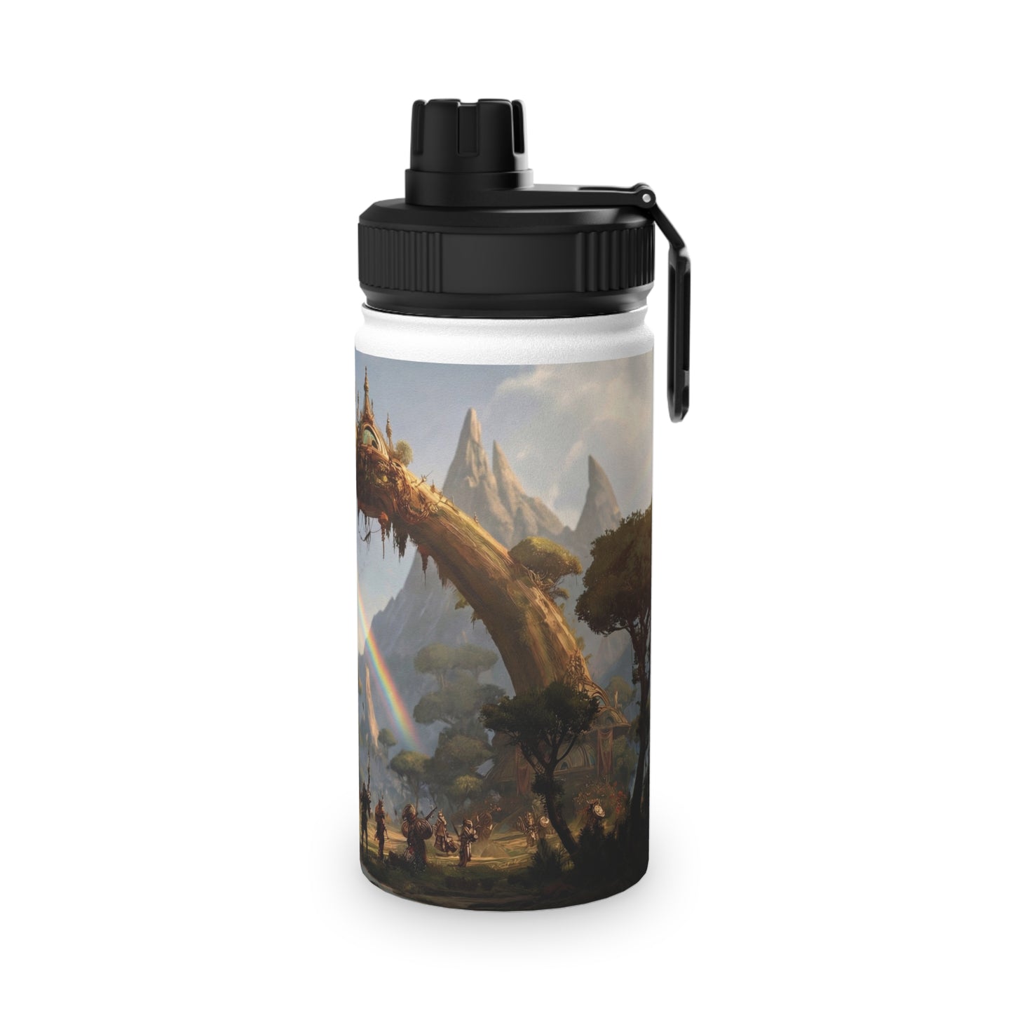 Tree Bridge Sanctuary Stainless Steel Water Bottle, Sports Lid – Where Two Rainbows Meet