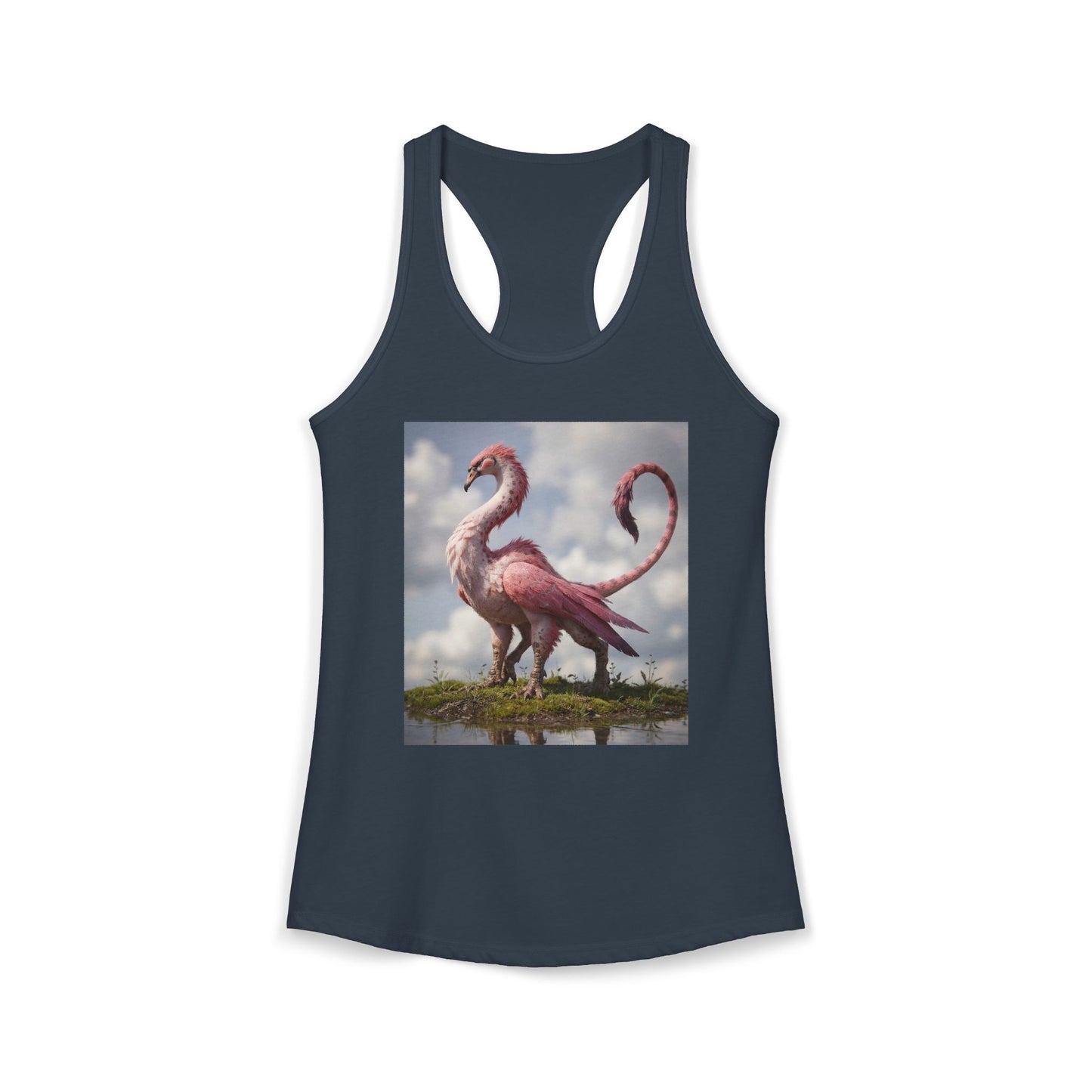 Pink Feathered Dinosaur Women's Ideal Racerback Tank – Mossy Marsh Guardian