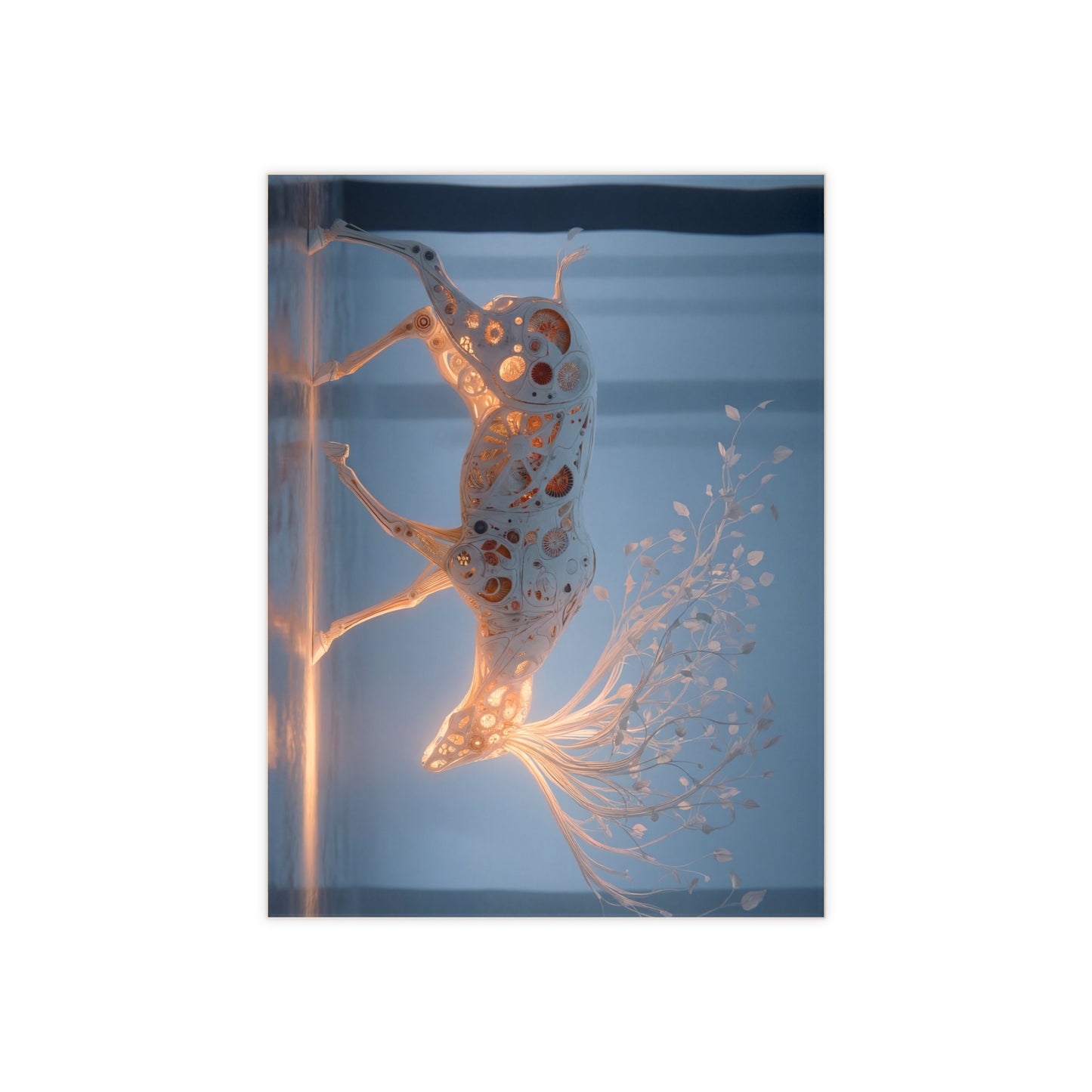 Luminescent Mechanical Deer Ceramic Photo Tile – Whispers of Inner Growth