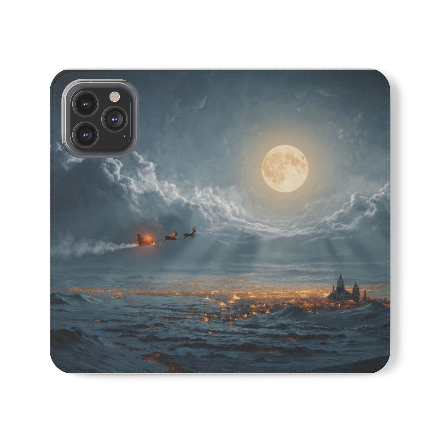 Moonlit Sleigh Flip Cases – Northern Lights Winter Journey