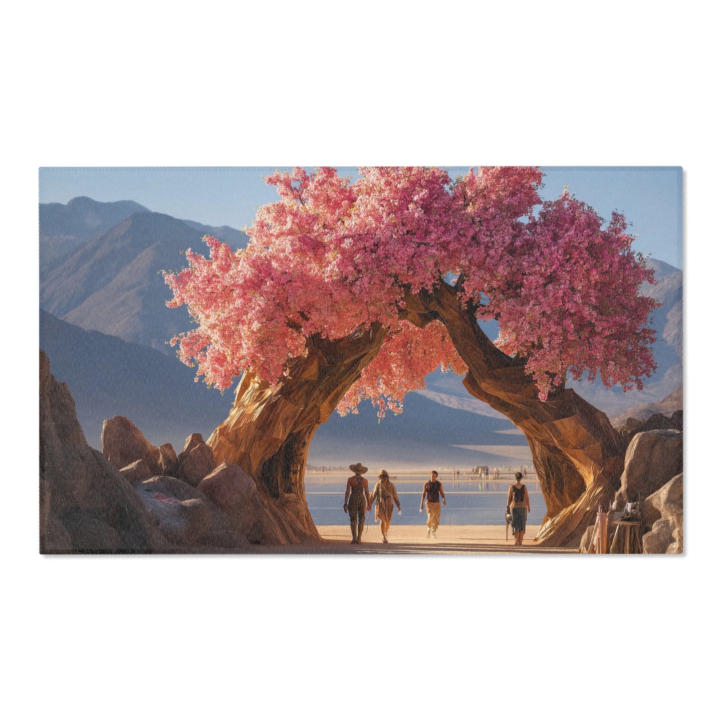 Pink Blossom Gateway Rug – Desert Sanctuary Under a Canopy of Petals