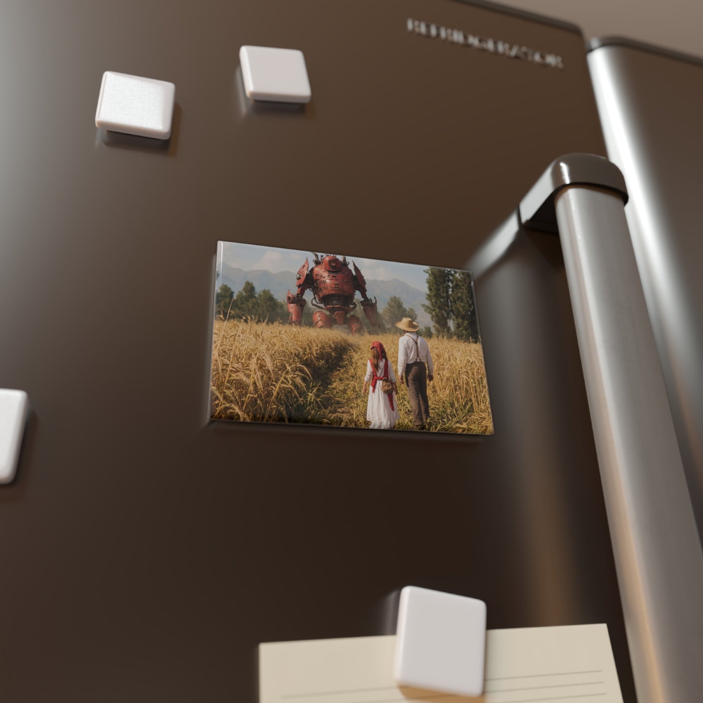 Red Titan Guardian Button Magnet, Rectangle (1 & 10 pcs) – Wheat Field Encounter